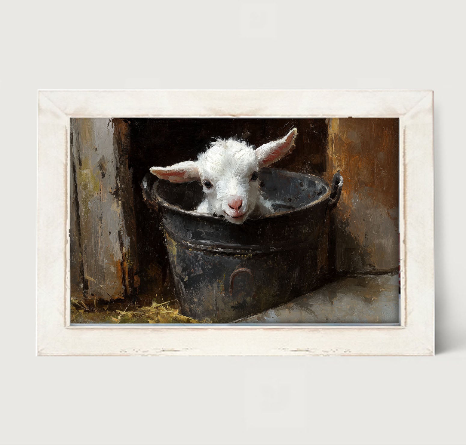 Metal Bucket with Happy Lamb