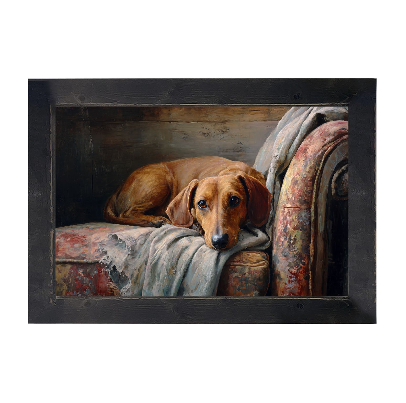Armchair with Brown Dachshund - Framed Art