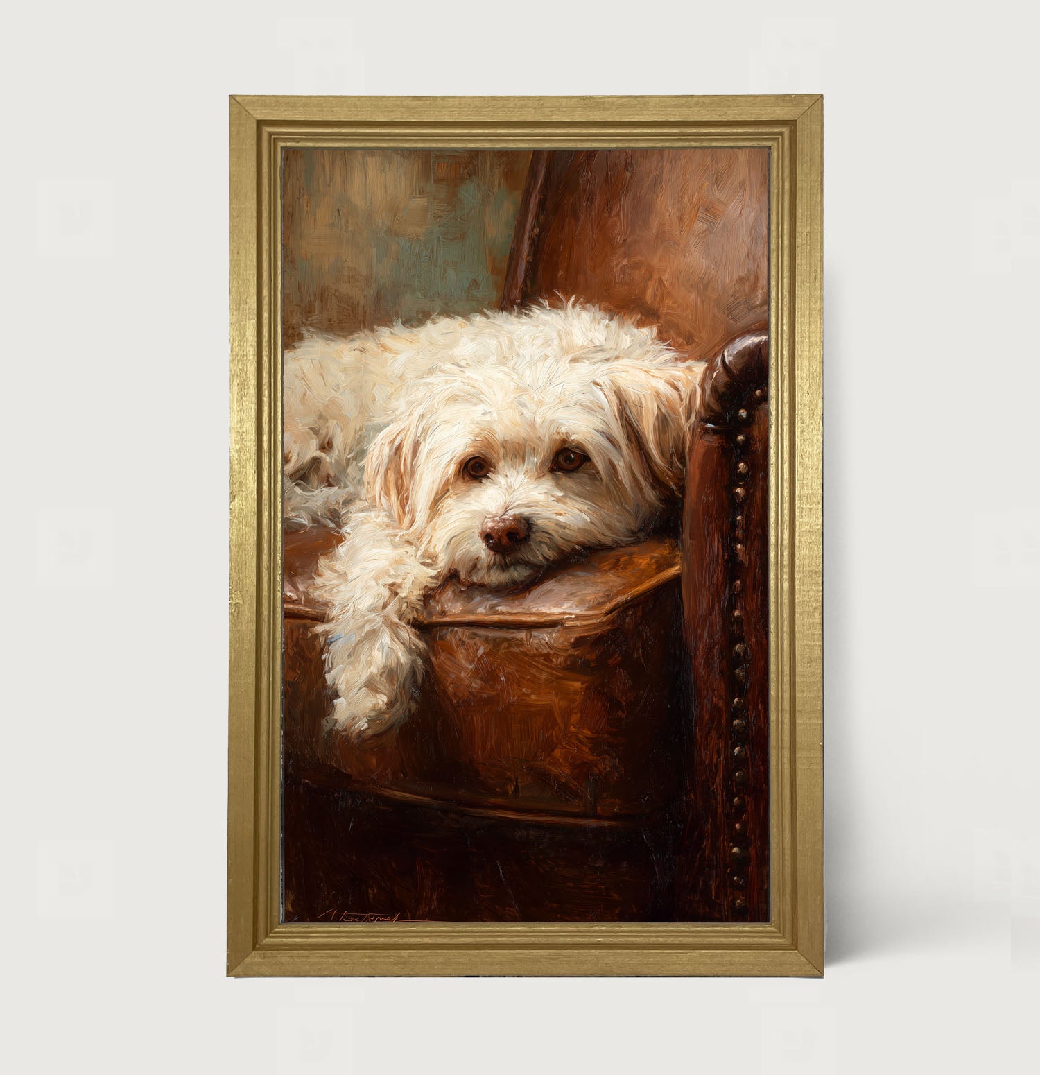 Armchair with Havanese Dog - Framed Art