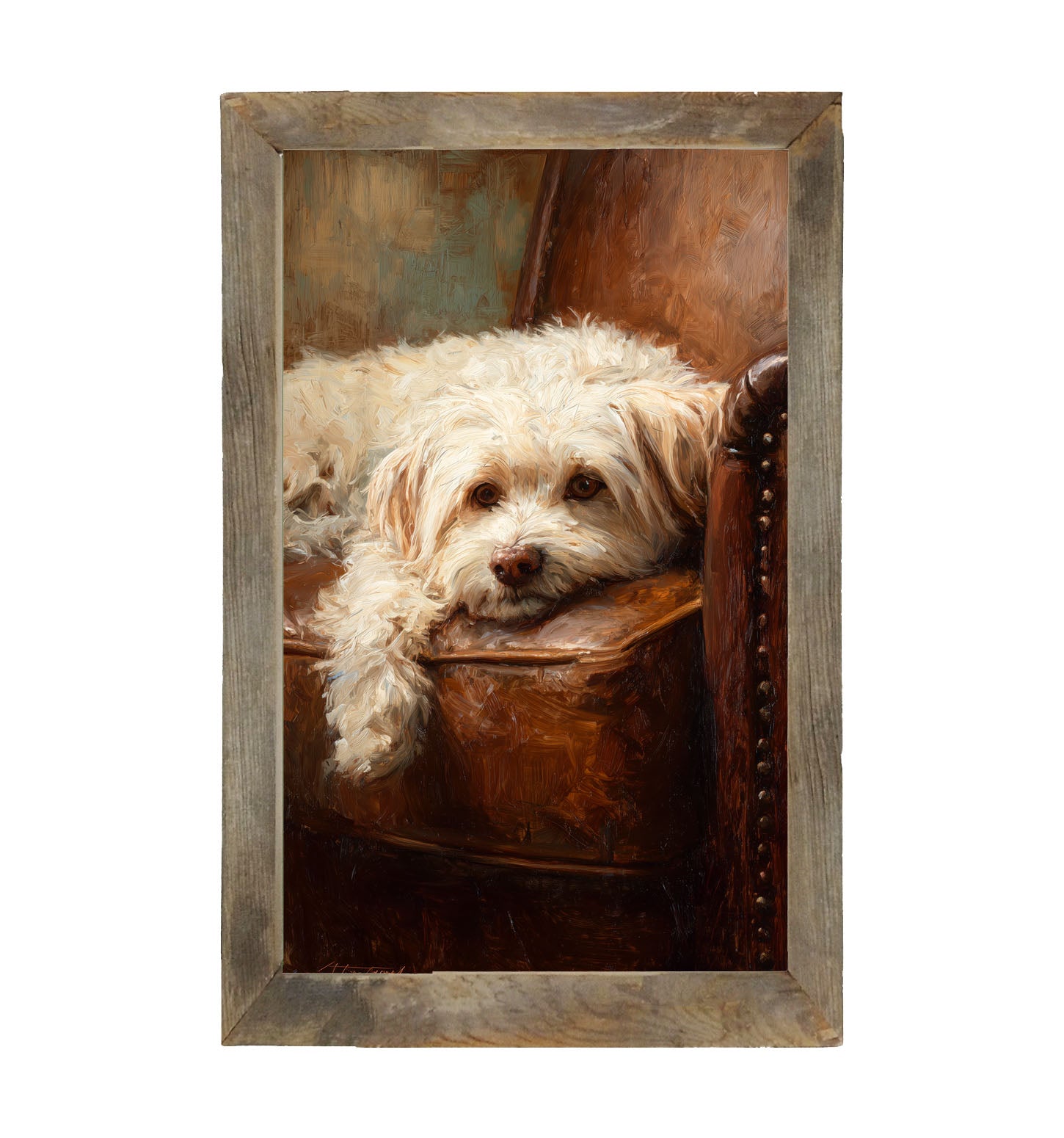 Armchair with Havanese Dog - Framed Art