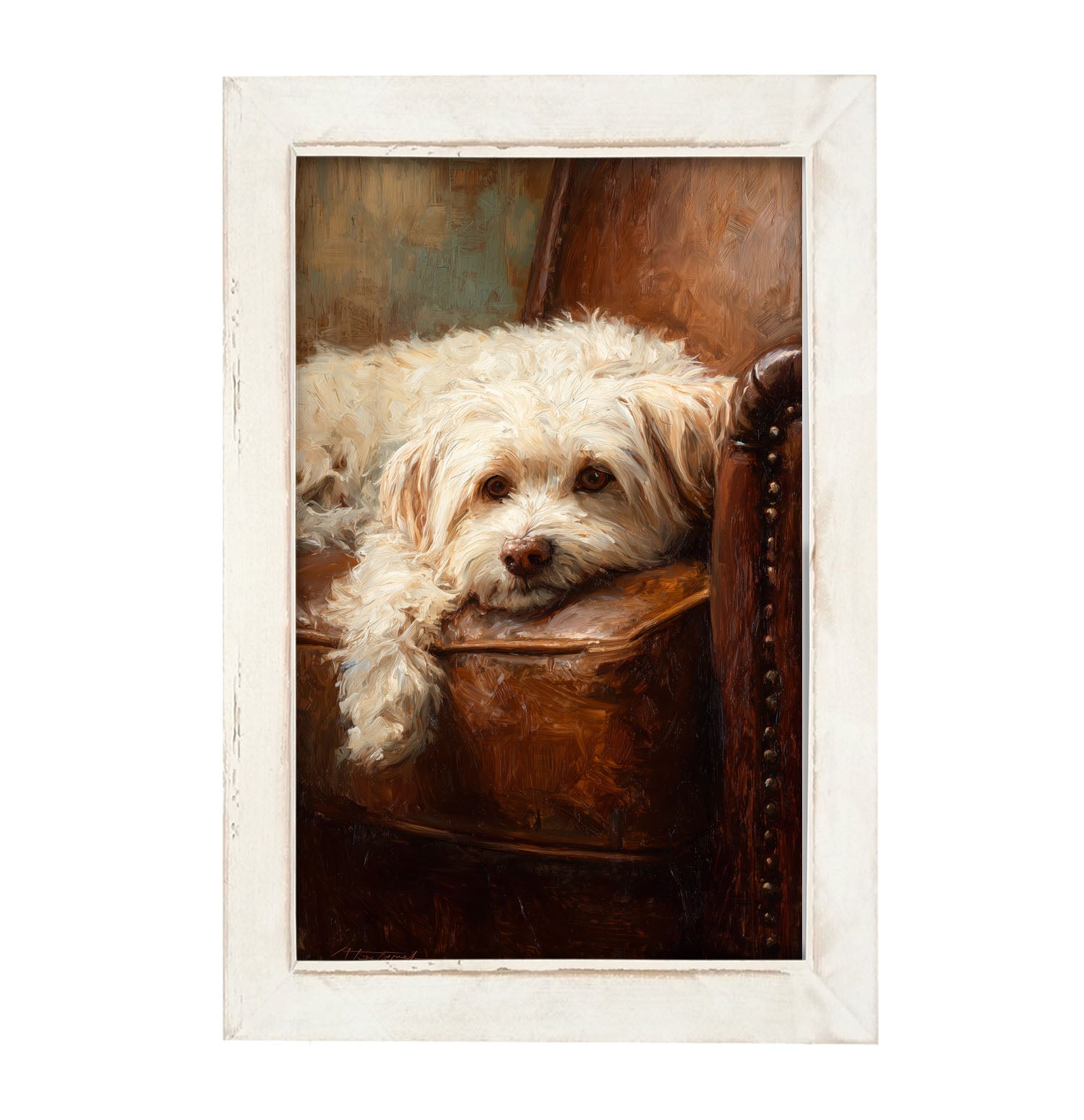 Armchair with Havanese Dog - Framed Art