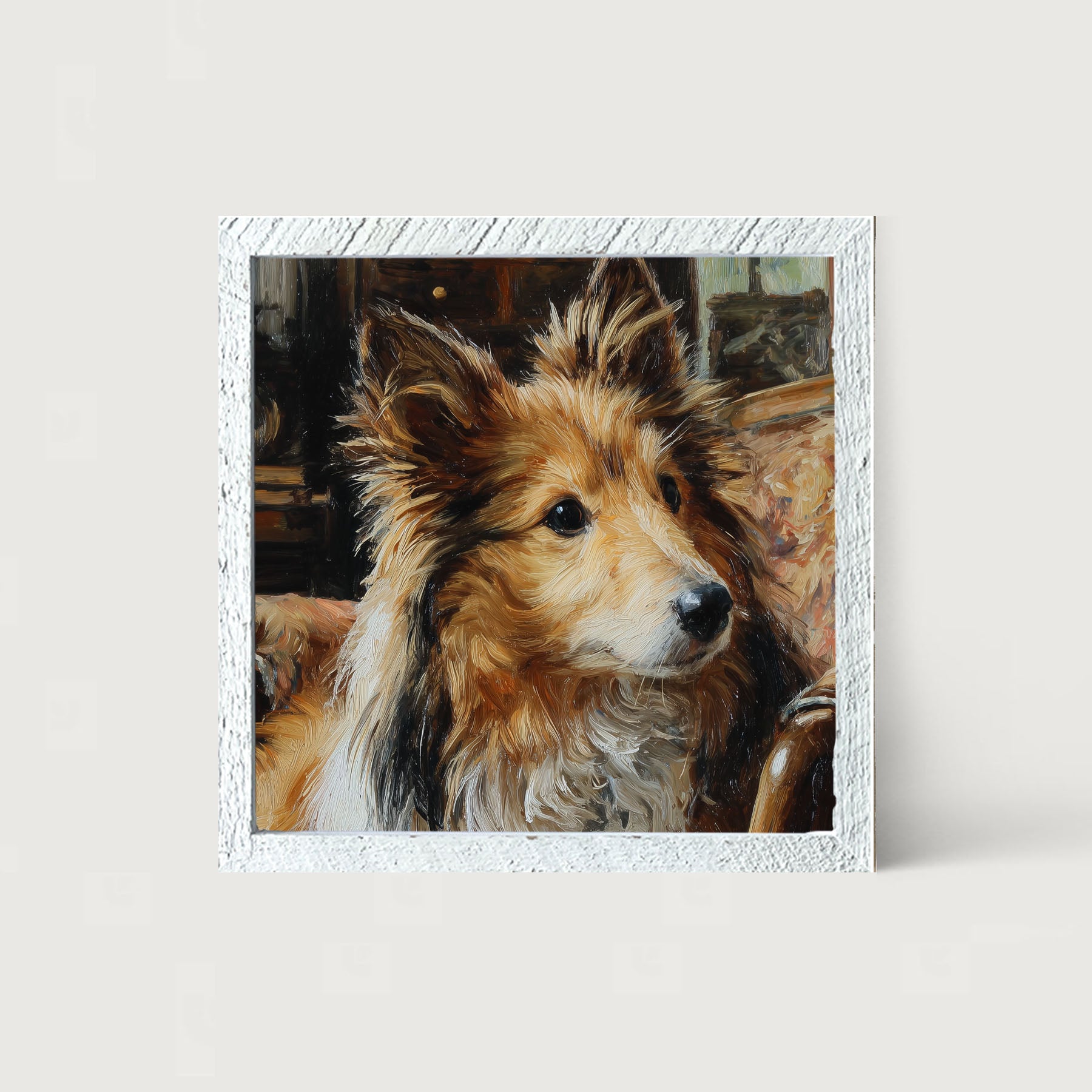 Armchair with Shetland Sheepdog - Framed Art