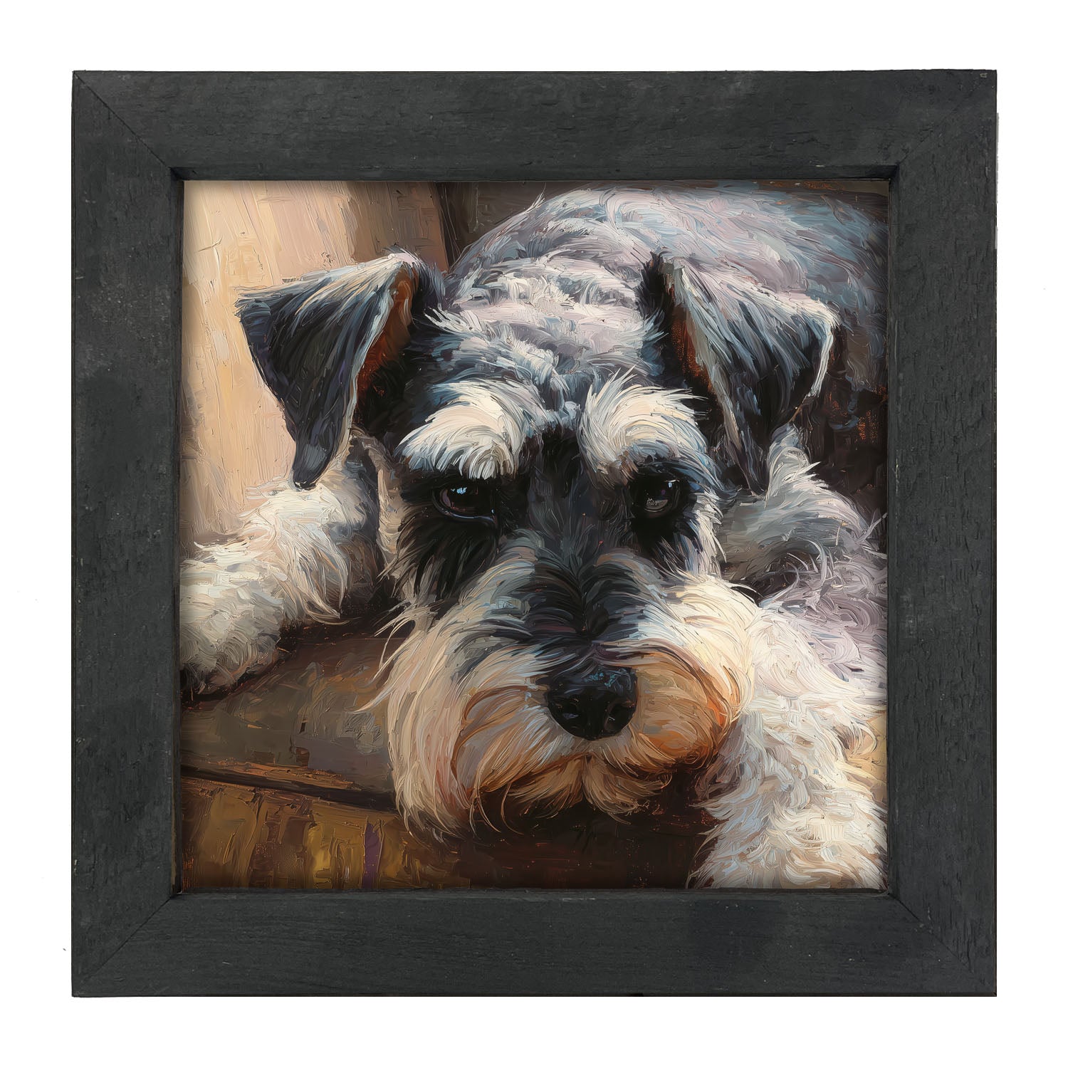 Armchair with Mini Schnauzer Dog - Framed Art