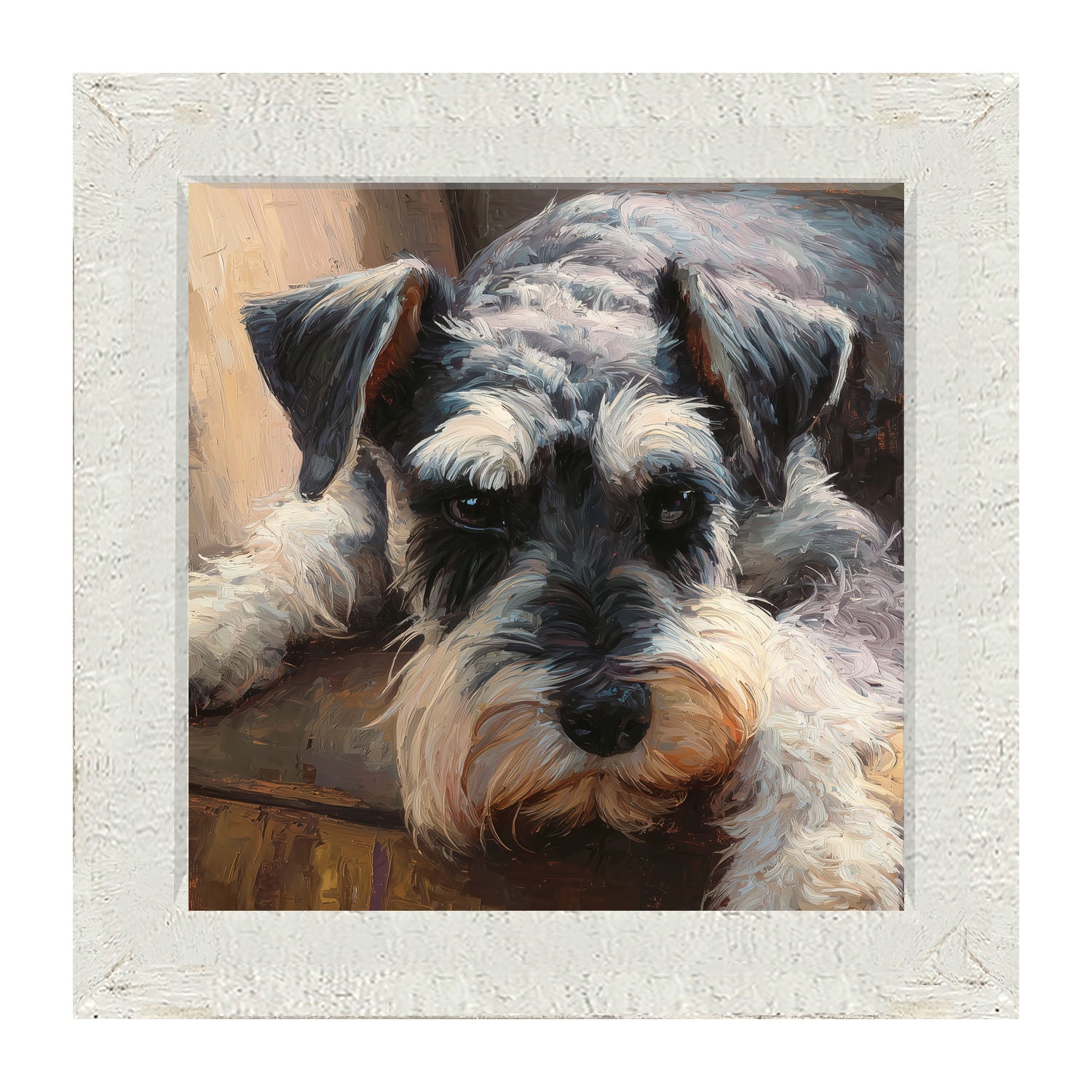 Armchair with Mini Schnauzer Dog - Framed Art