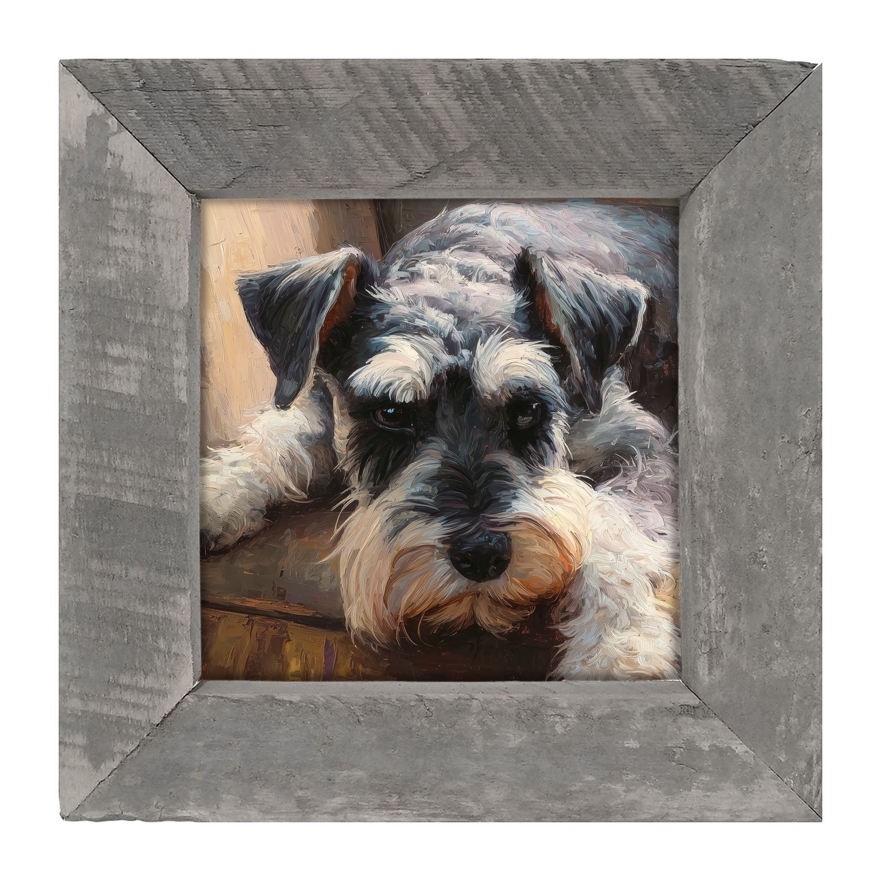 Armchair with Mini Schnauzer Dog - Framed Art