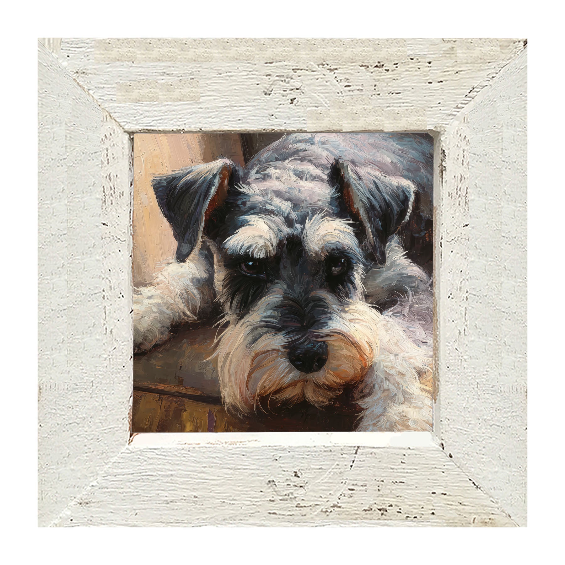 Armchair with Mini Schnauzer Dog - Framed Art