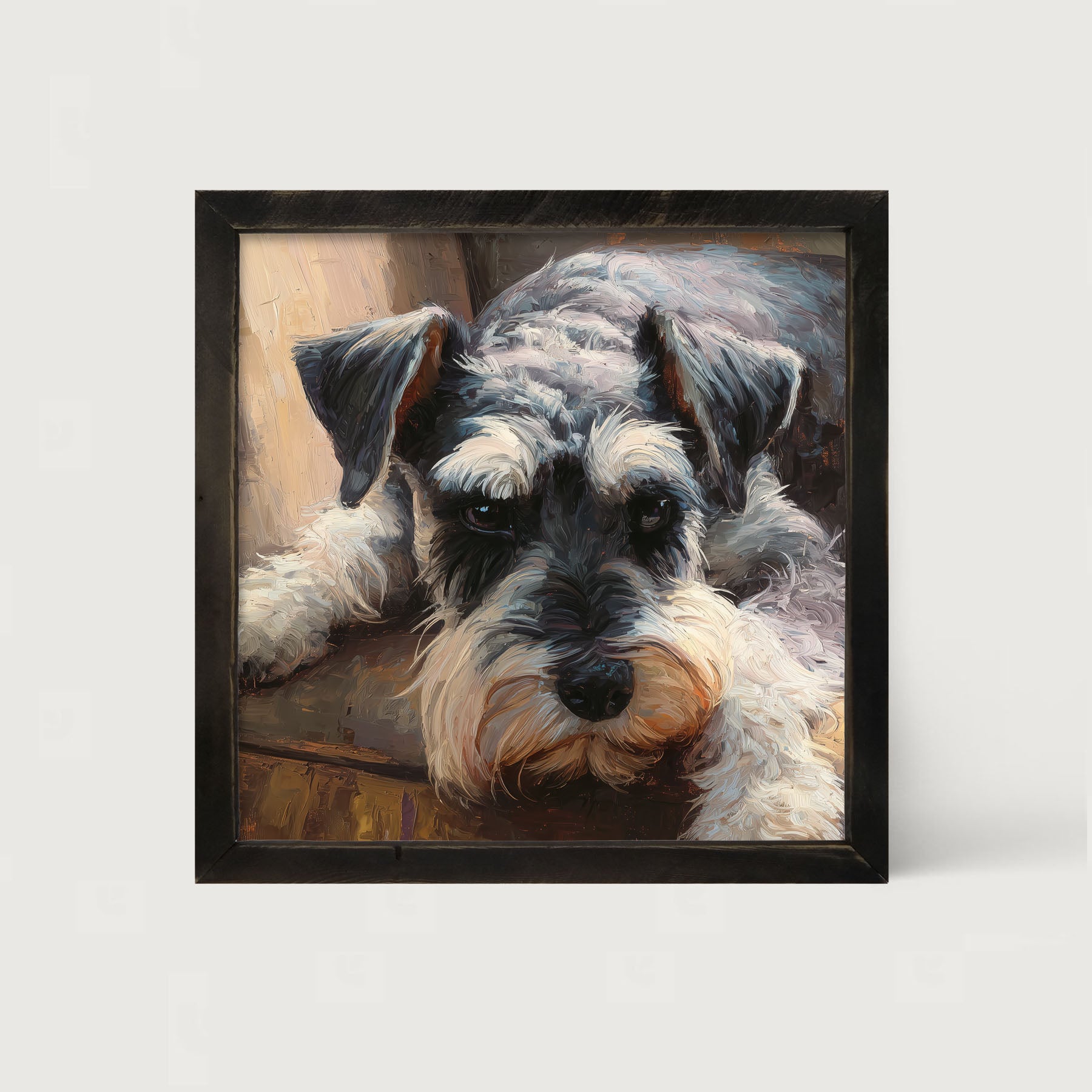 Armchair with Mini Schnauzer Dog - Framed Art