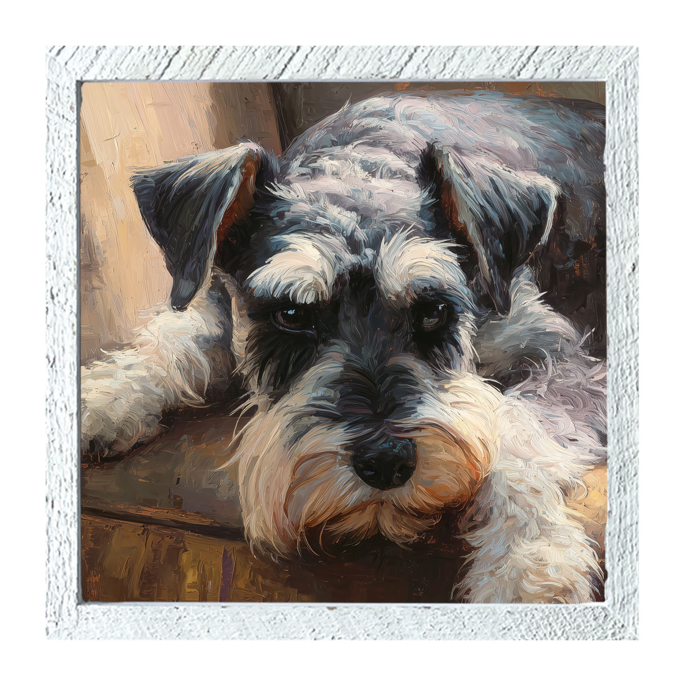 Armchair with Mini Schnauzer Dog - Framed Art
