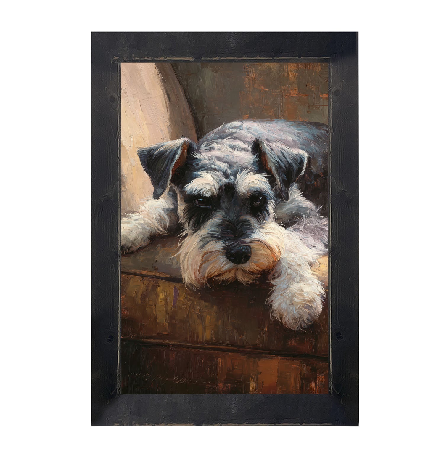 Armchair with Mini Schnauzer Dog - Framed Art