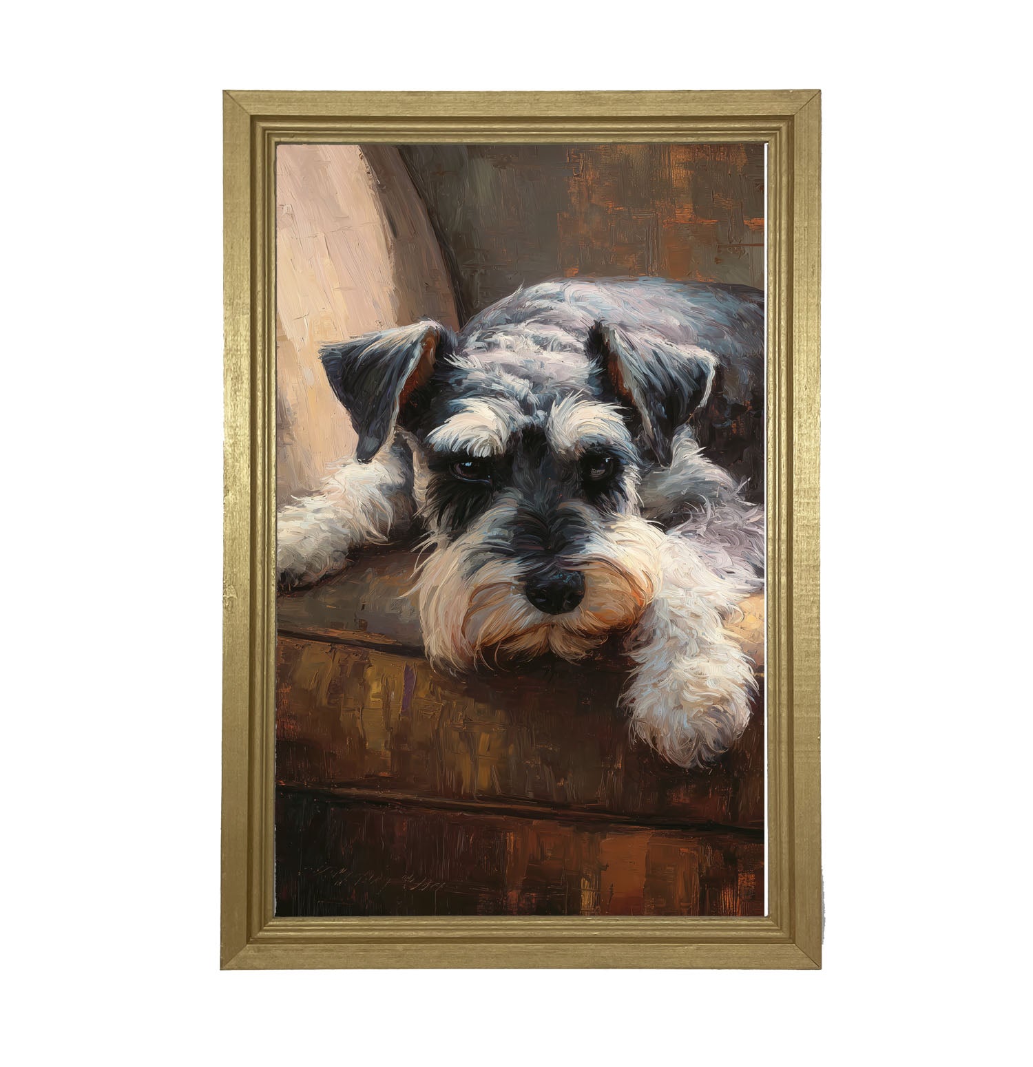 Armchair with Mini Schnauzer Dog - Framed Art