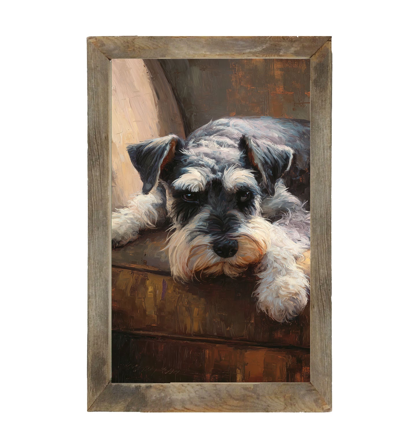 Armchair with Mini Schnauzer Dog - Framed Art