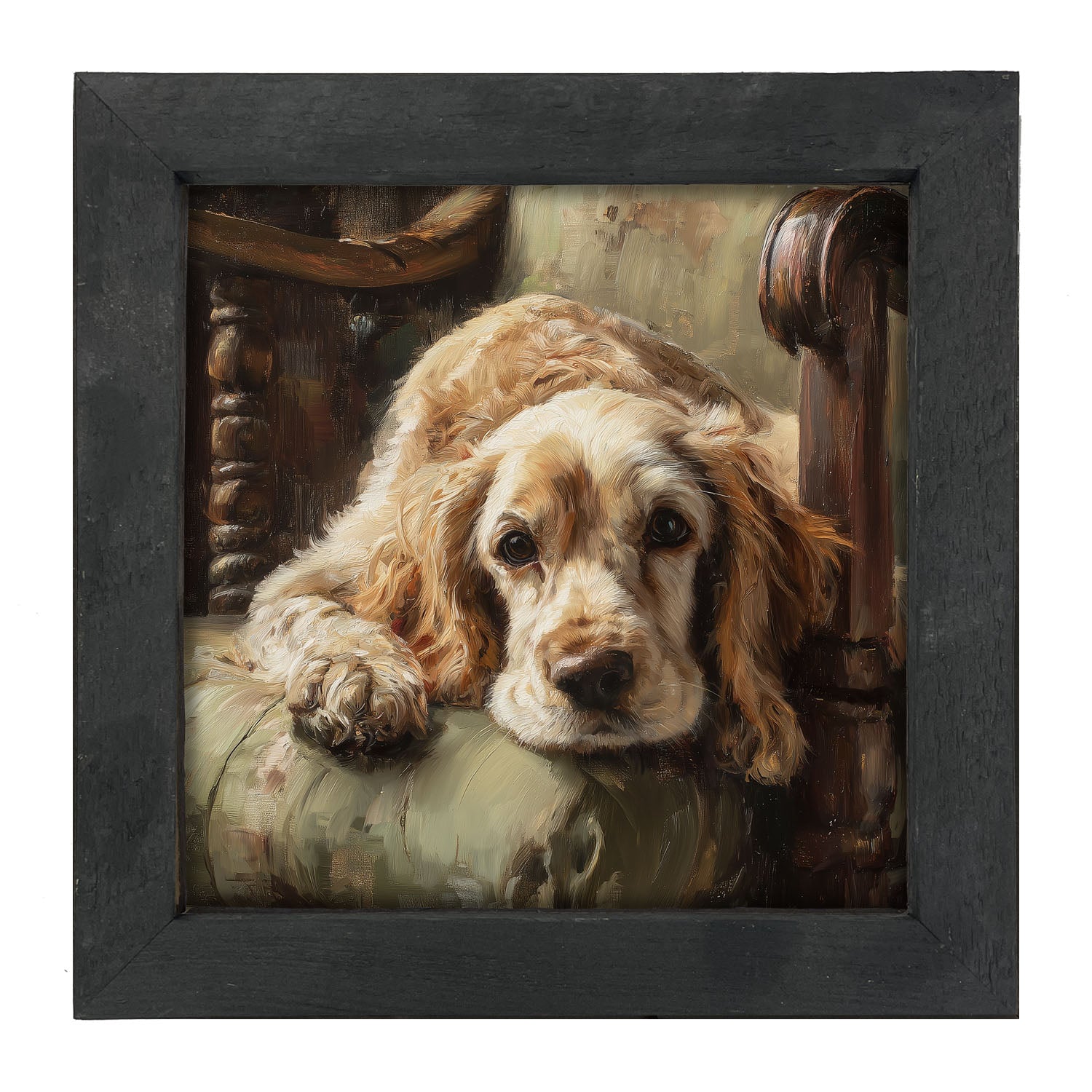 Armchair with Cocker Spaniel Dog - Framed Art