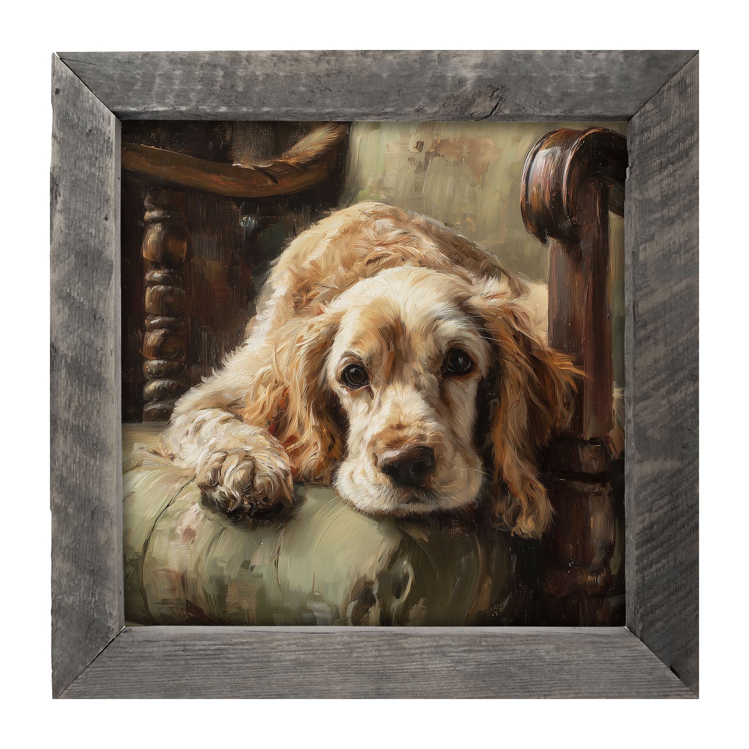 Armchair with Cocker Spaniel Dog - Framed Art