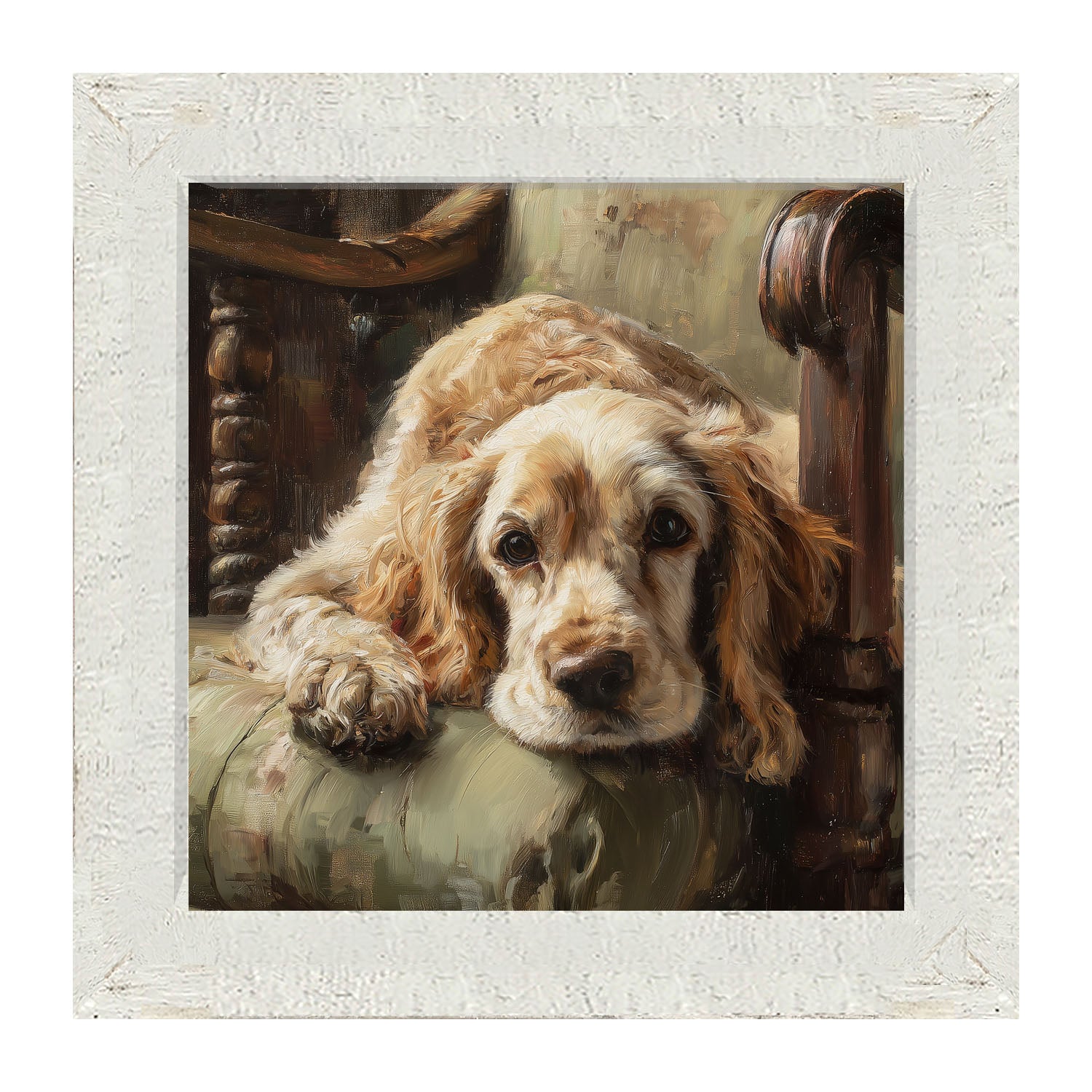 Armchair with Cocker Spaniel Dog - Framed Art