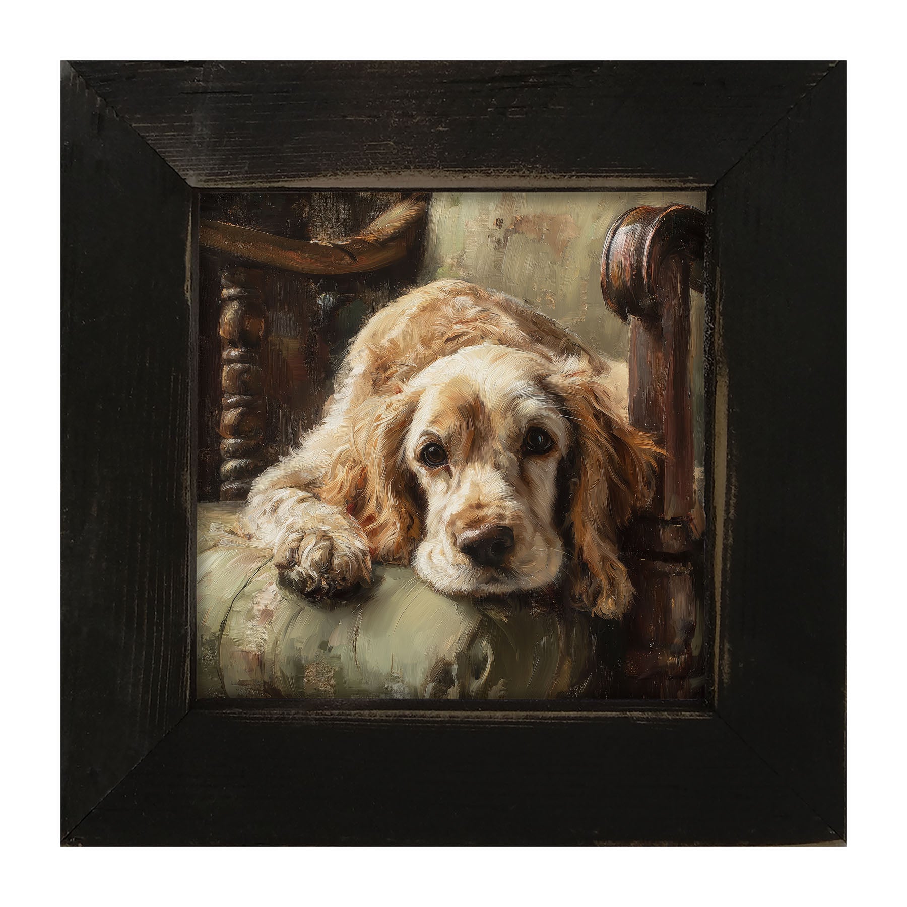 Armchair with Cocker Spaniel Dog - Framed Art