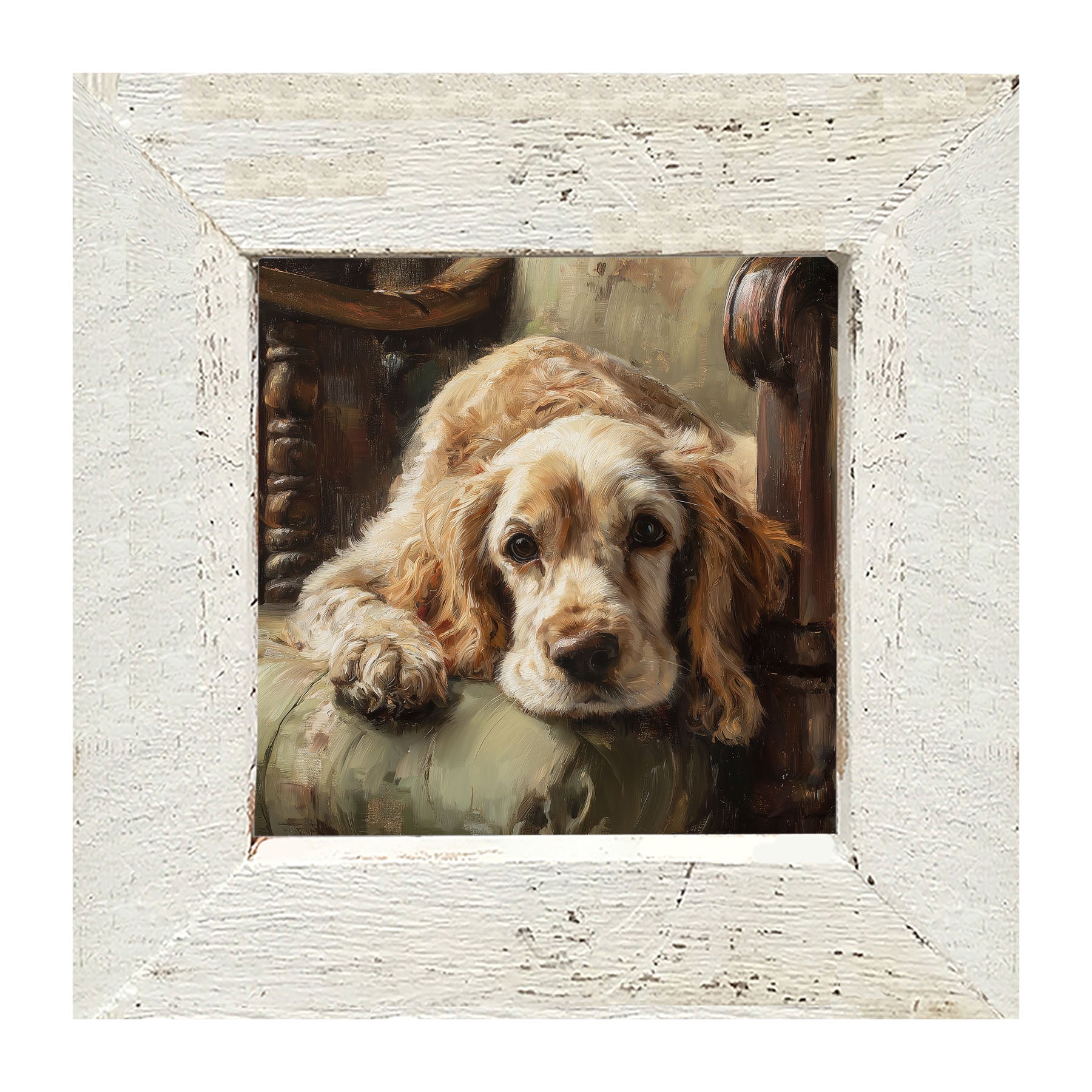 Armchair with Cocker Spaniel Dog - Framed Art