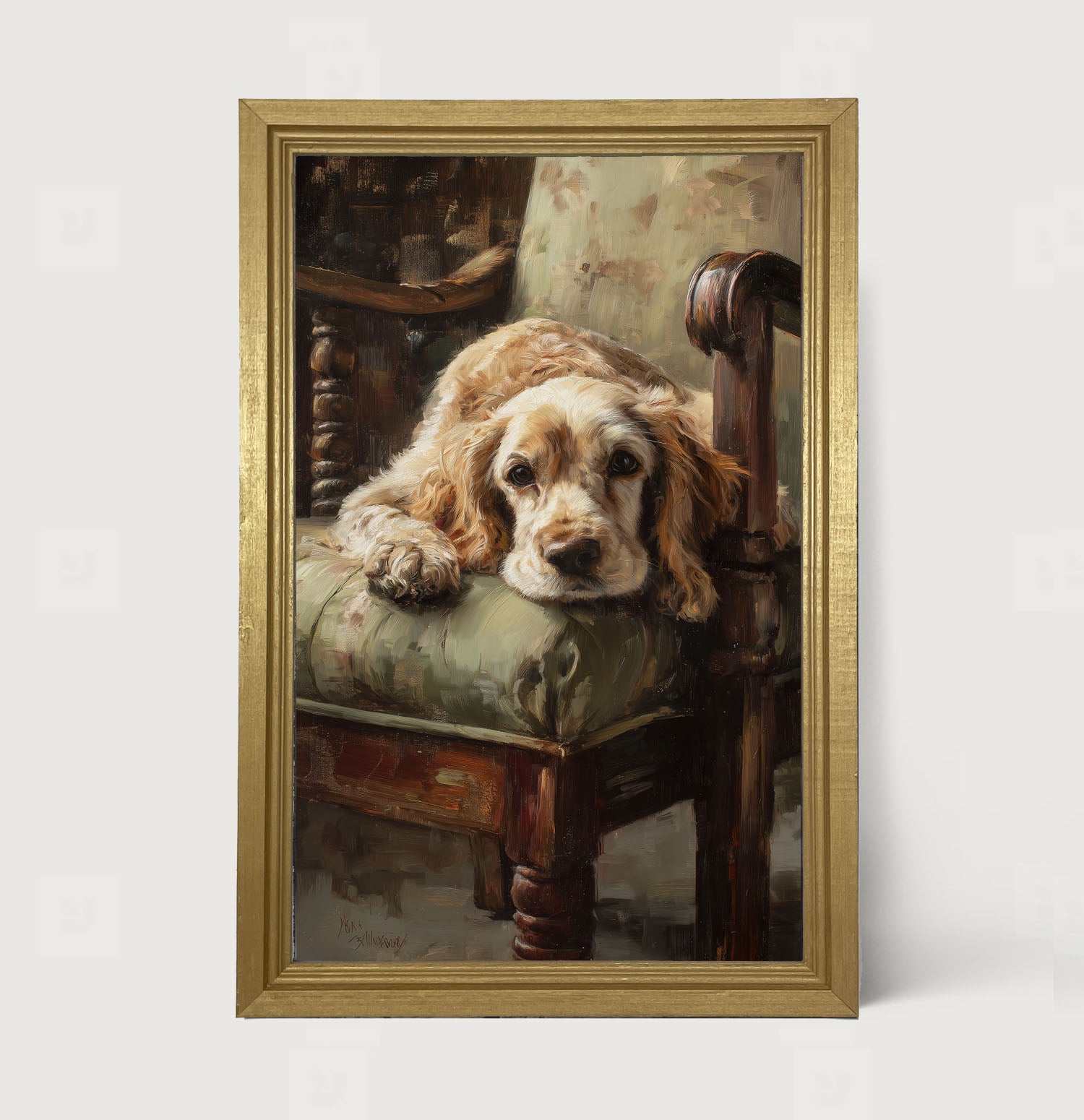 Armchair with Cocker Spaniel Dog