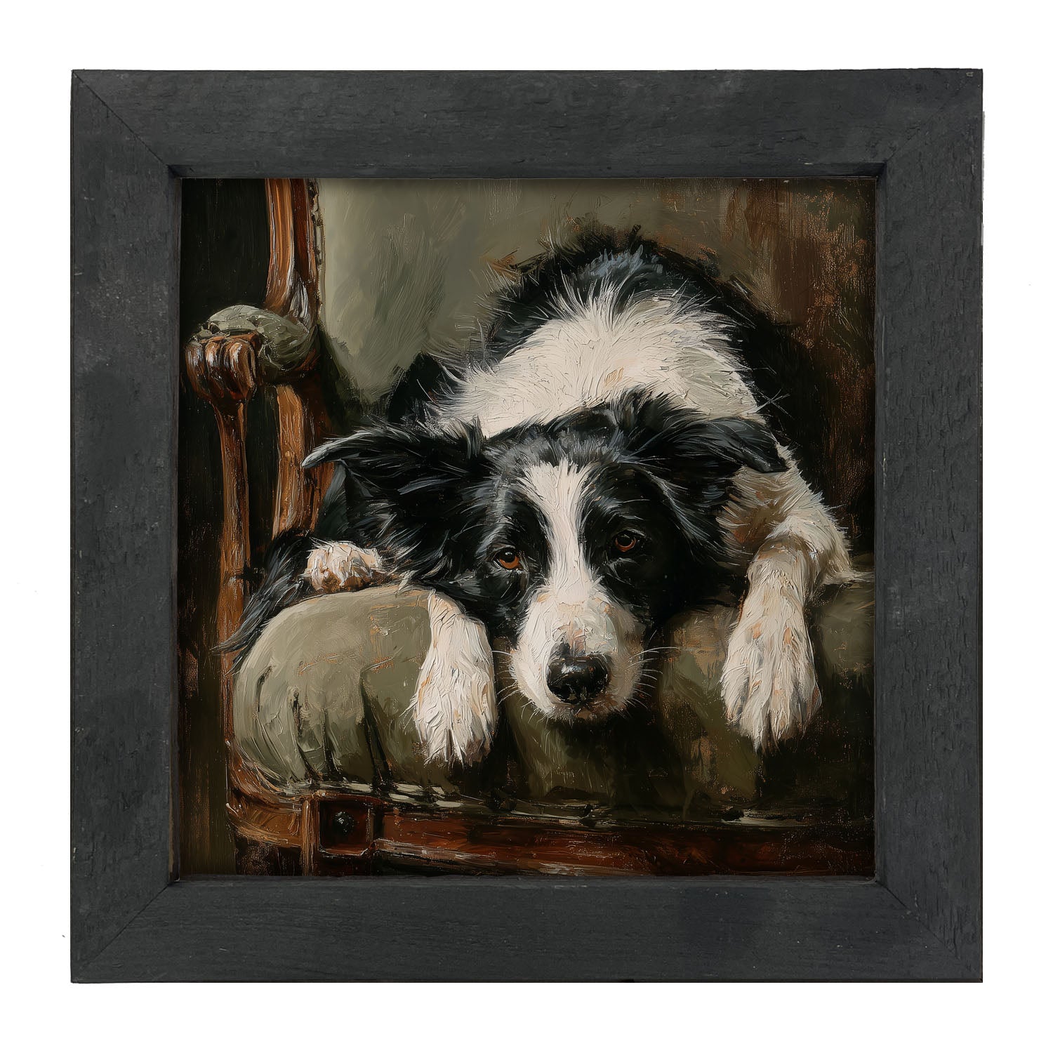 Armchair with Border Collie Dog - Framed Art