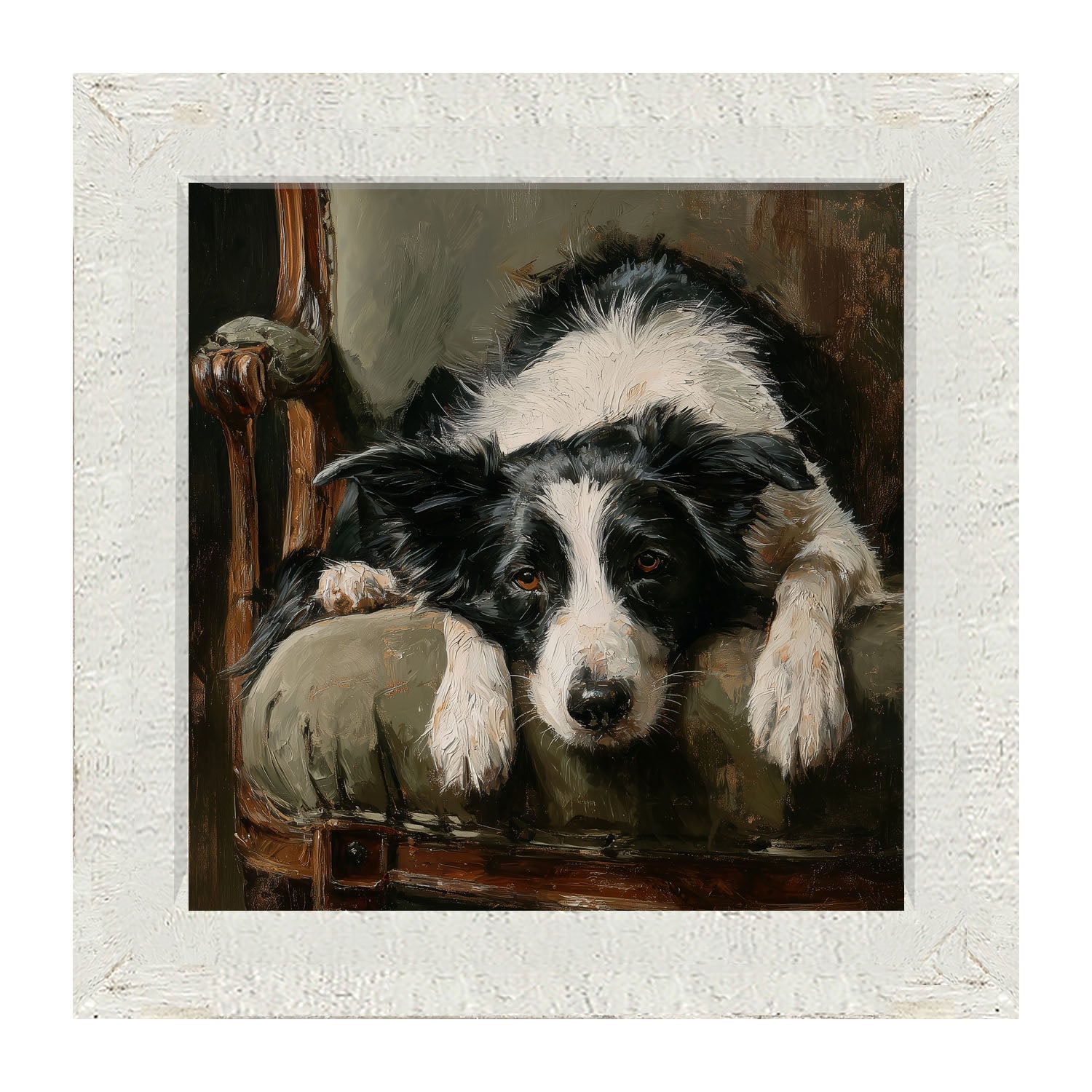Armchair with Border Collie Dog - Framed Art