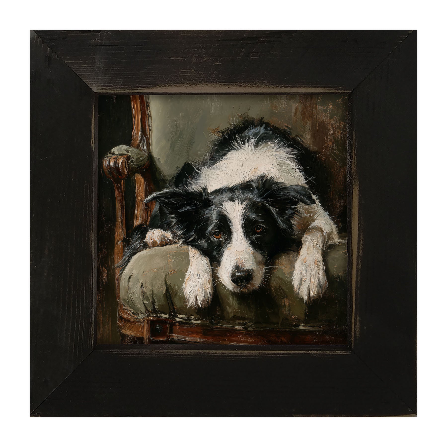 Armchair with Border Collie Dog - Framed Art