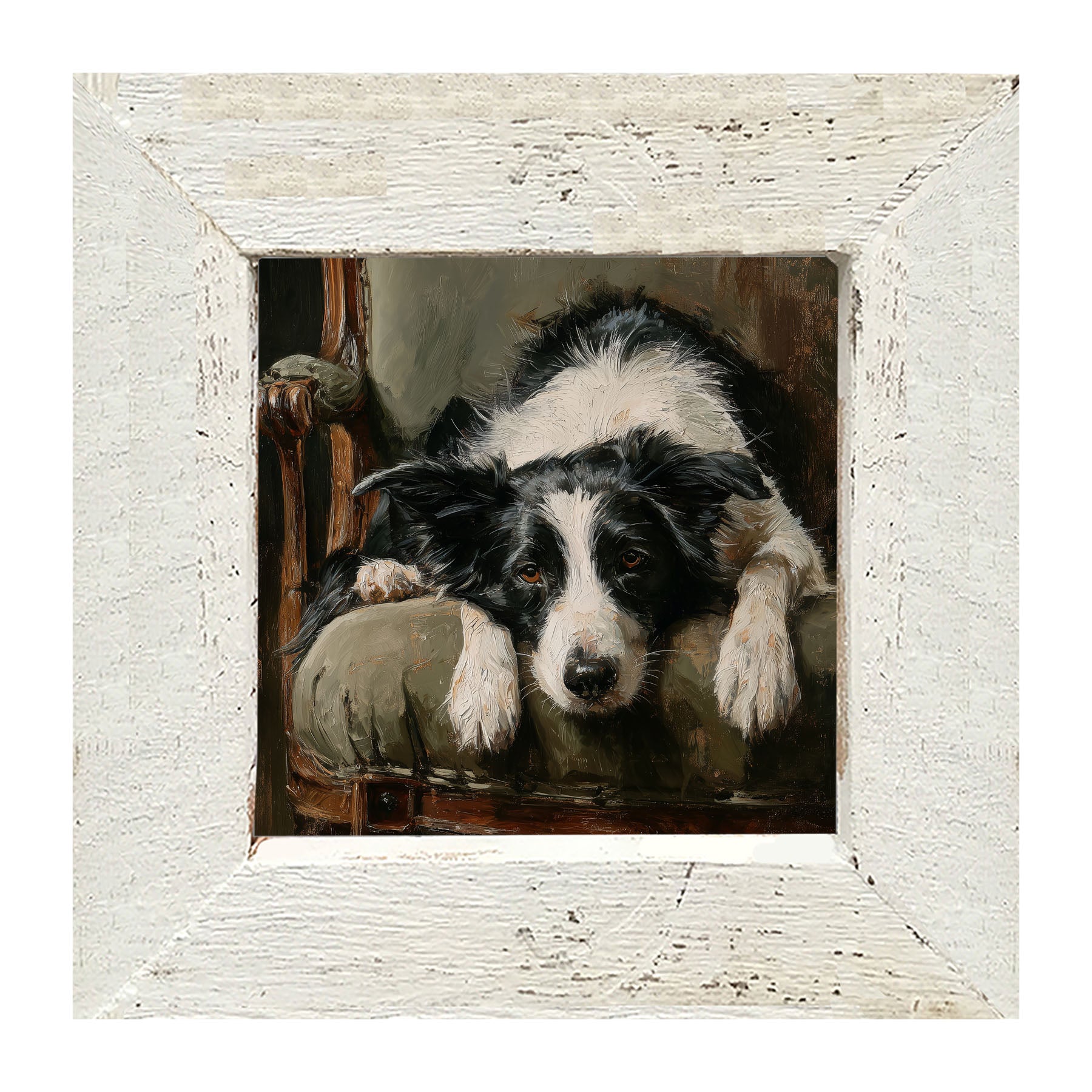 Armchair with Border Collie Dog - Framed Art