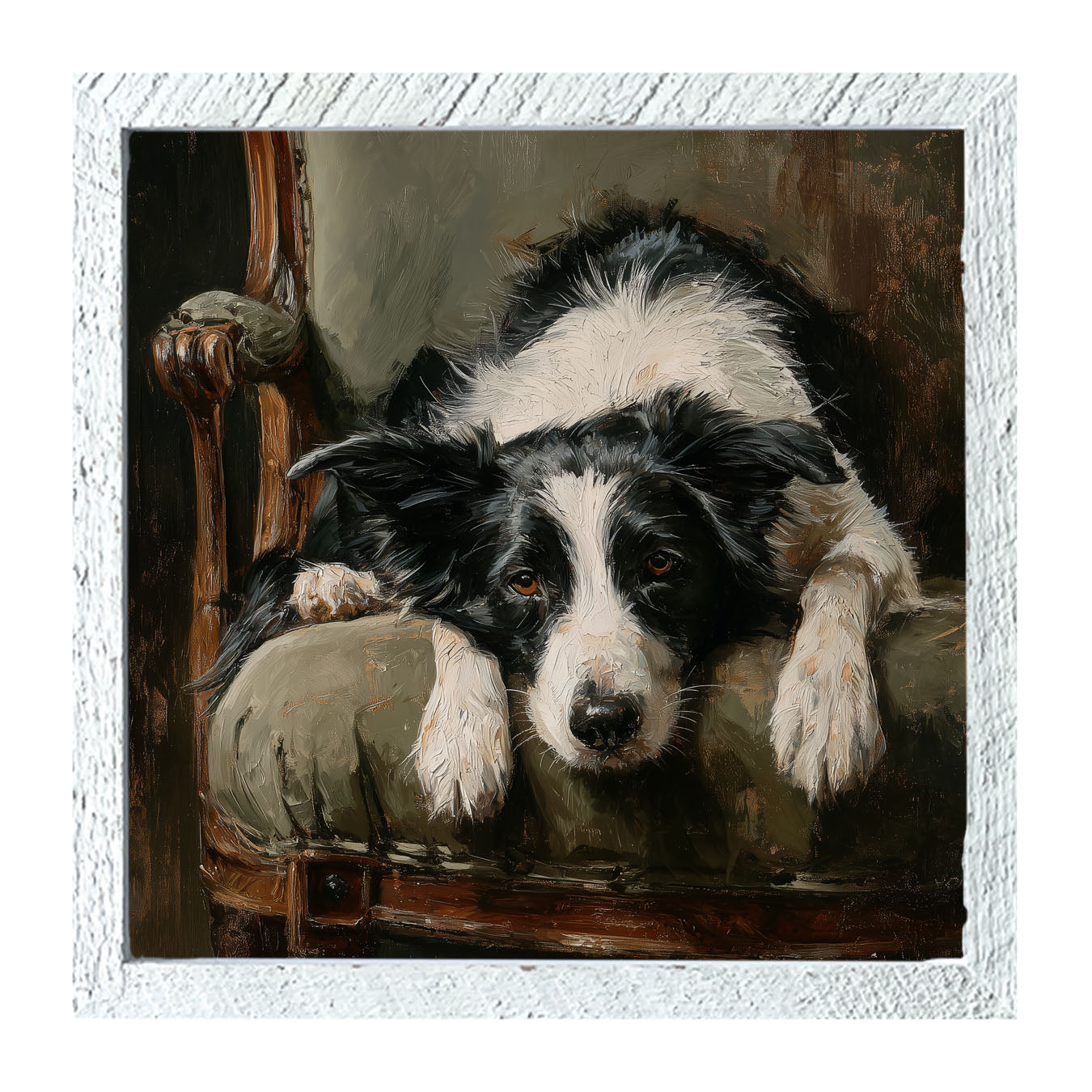 Armchair with Border Collie Dog - Framed Art