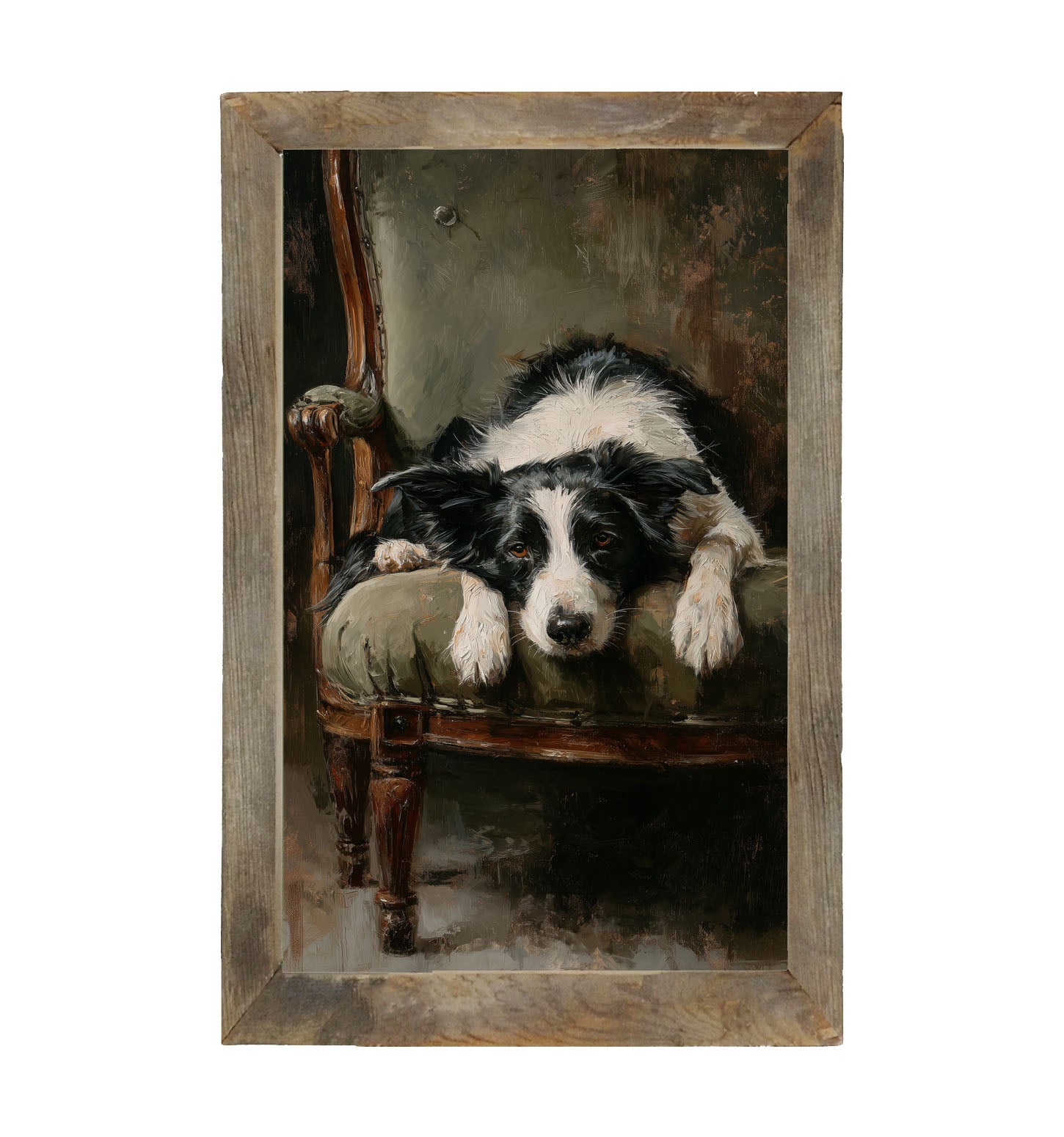 Armchair with Border Collie Dog - Framed Art