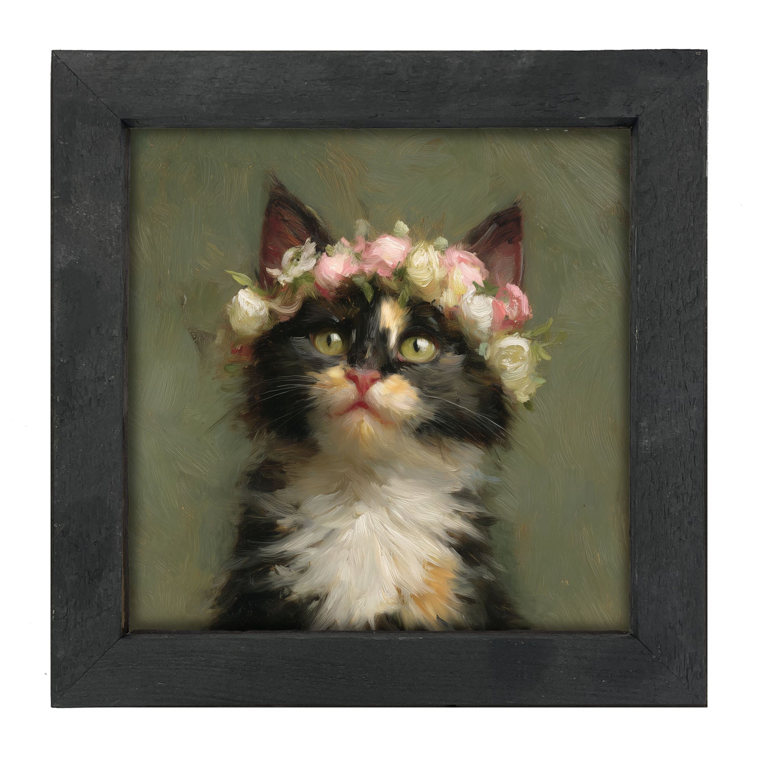 Spring Season Calico Cat - Framed Art
