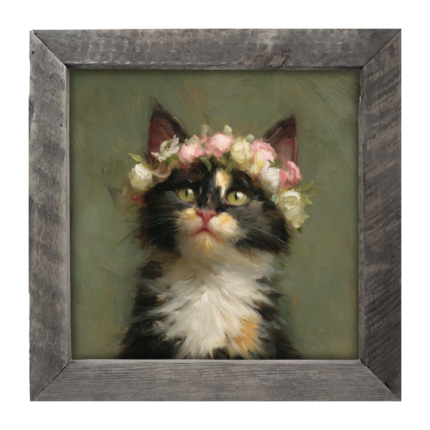 Spring Season Calico Cat - Framed Art