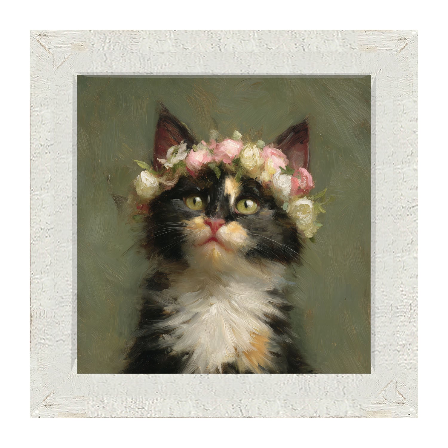 Spring Season Calico Cat - Framed Art