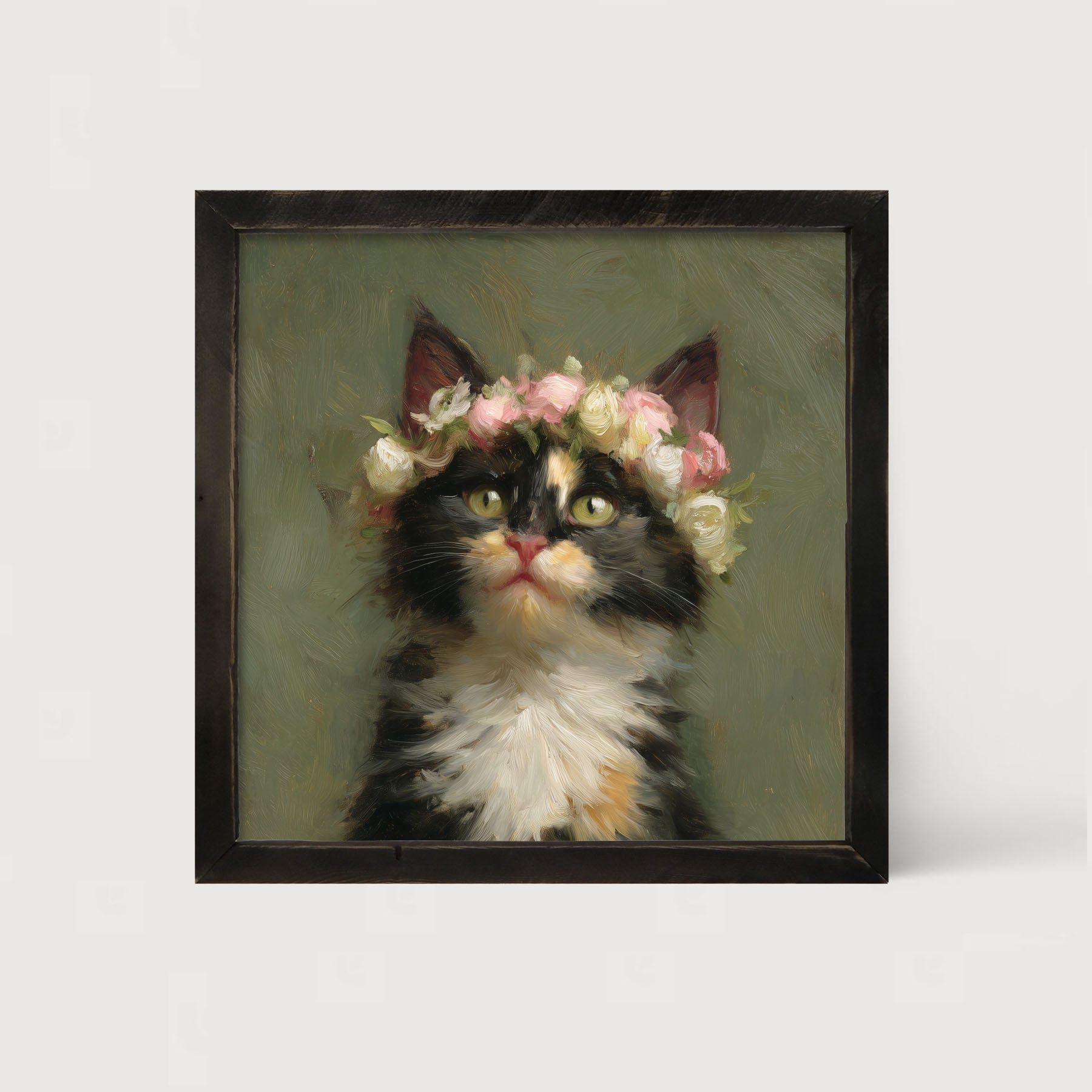 Spring Season Calico Cat - Framed Art