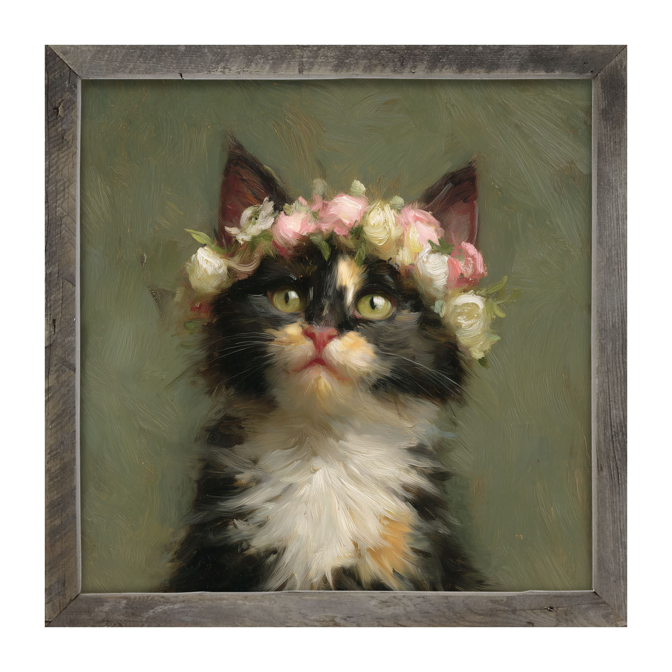 Spring Season Calico Cat - Framed Art