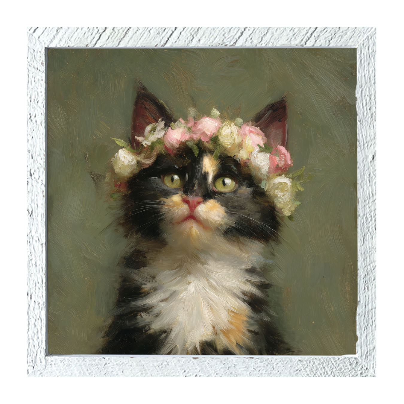 Spring Season Calico Cat - Framed Art