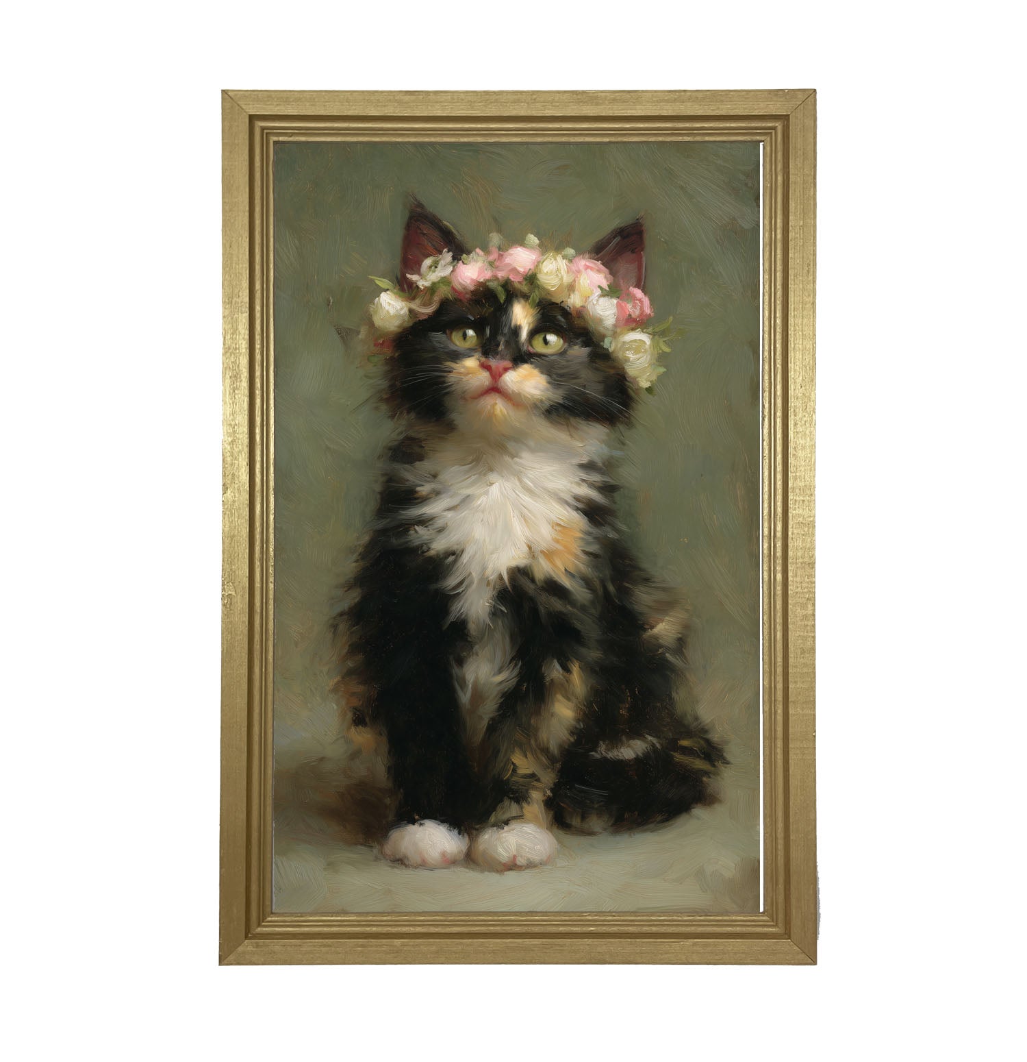 Spring Season Calico Cat - Framed Art