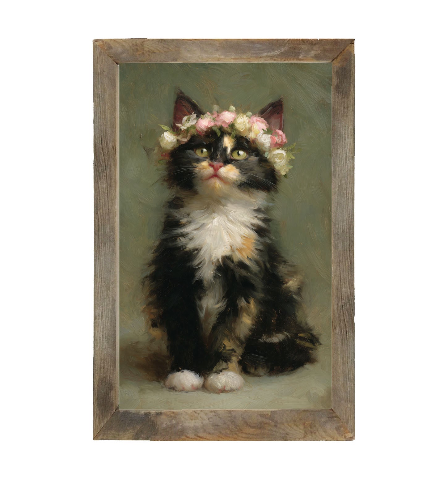 Spring Season Calico Cat - Framed Art