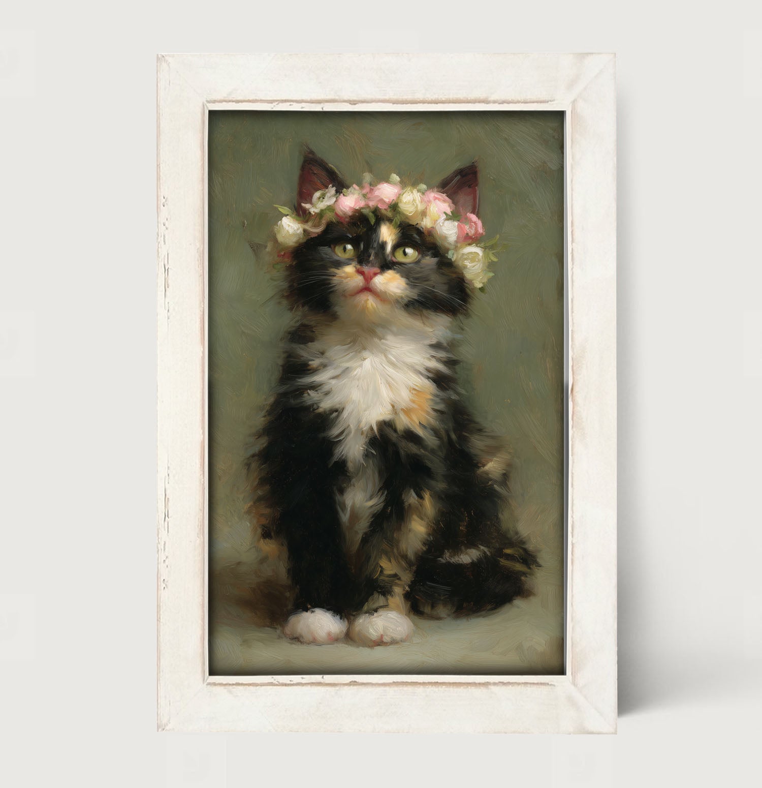 Spring Season Calico Cat - Framed Art
