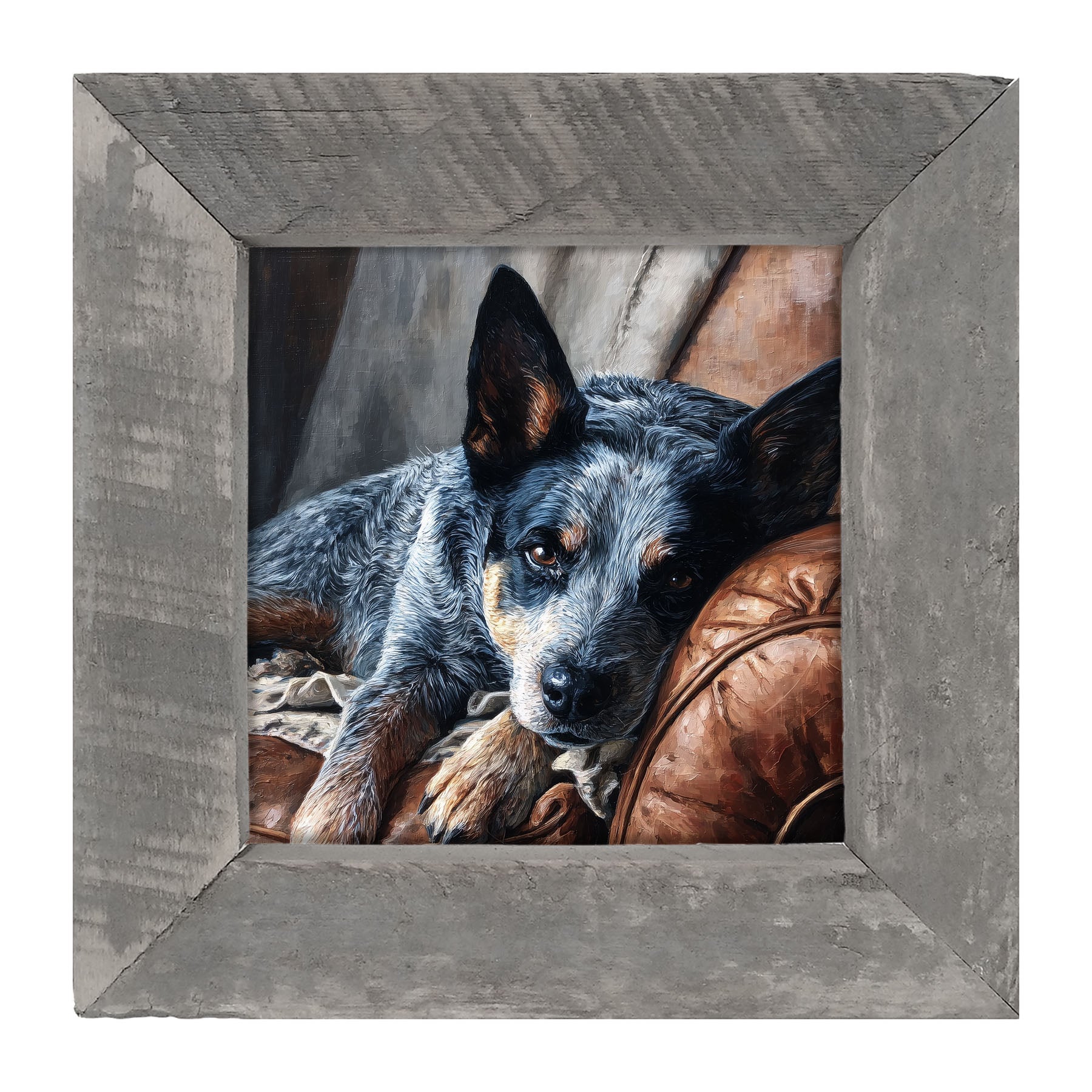 Armchair with Blue Heeler Dog - Framed Art
