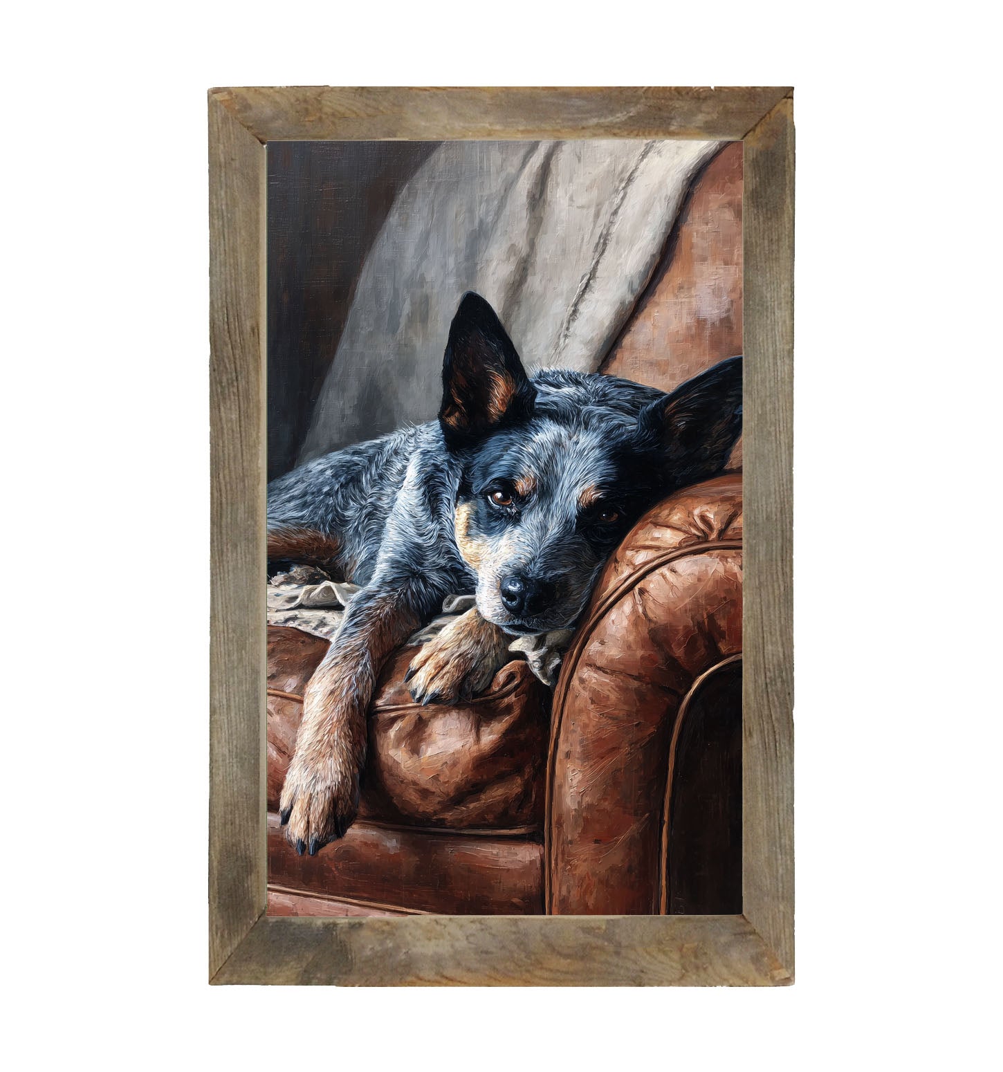 Armchair with Blue Heeler Dog - Framed Art