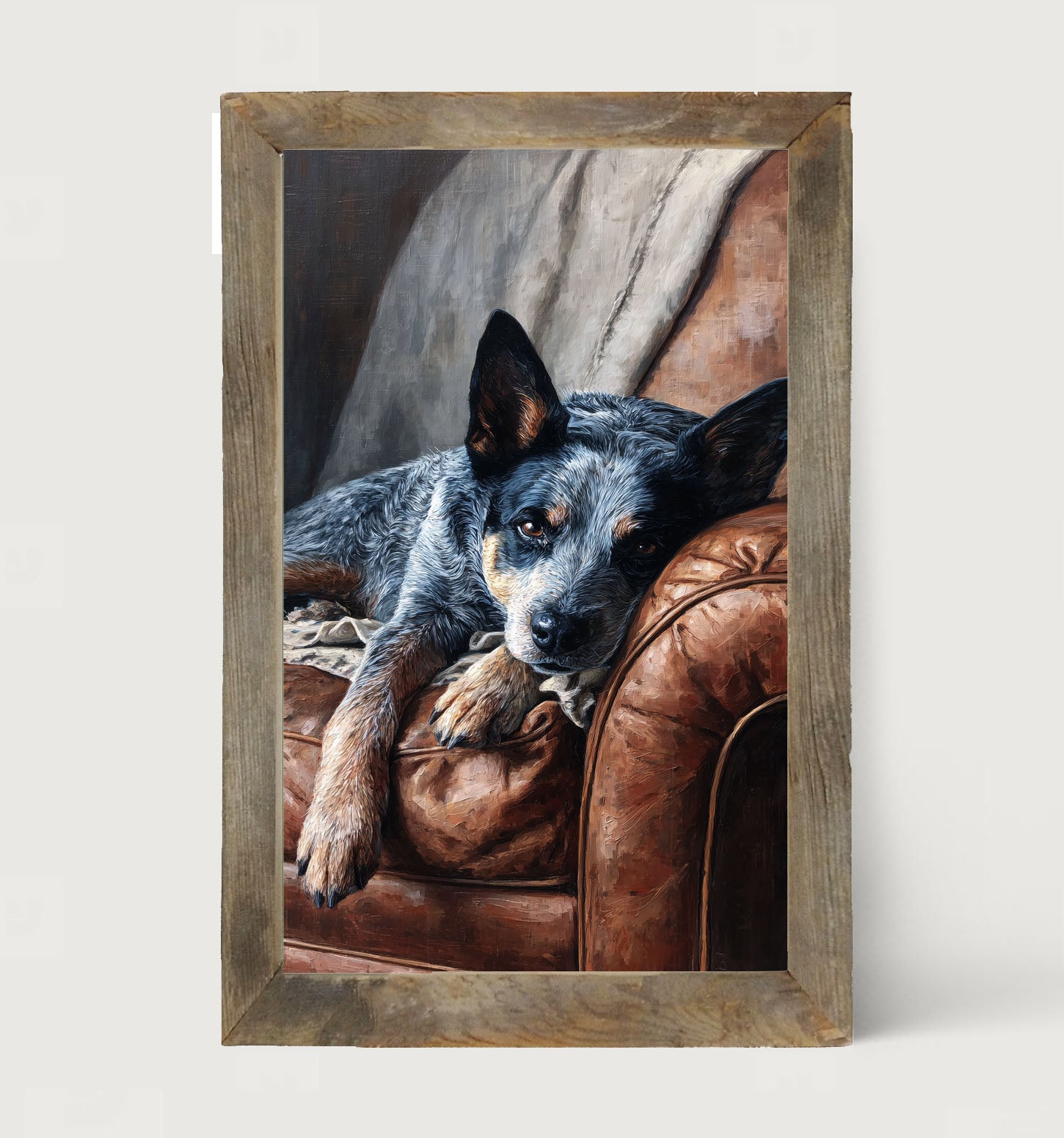 Armchair with Blue Heeler Dog - Framed Art