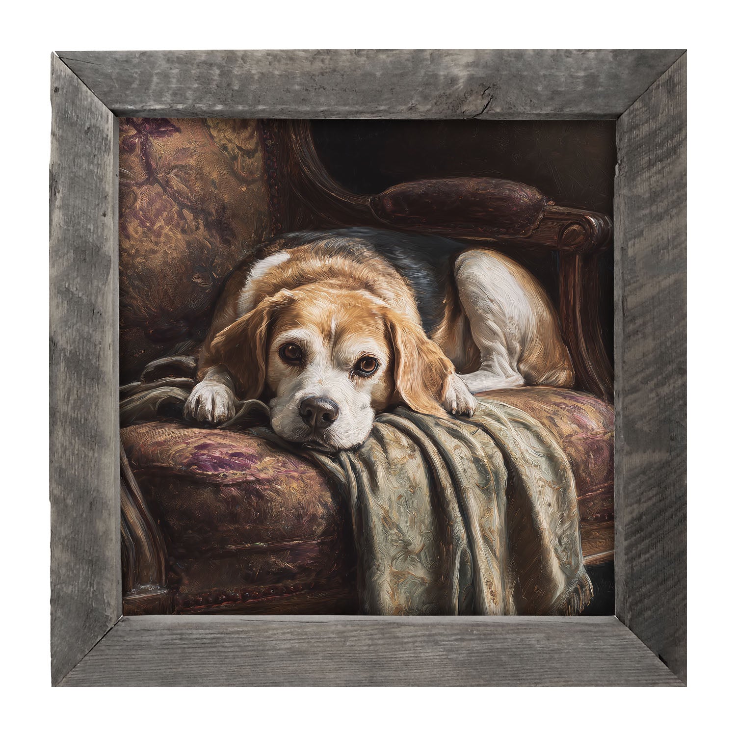 Armchair with Beagle Dog - Framed Art