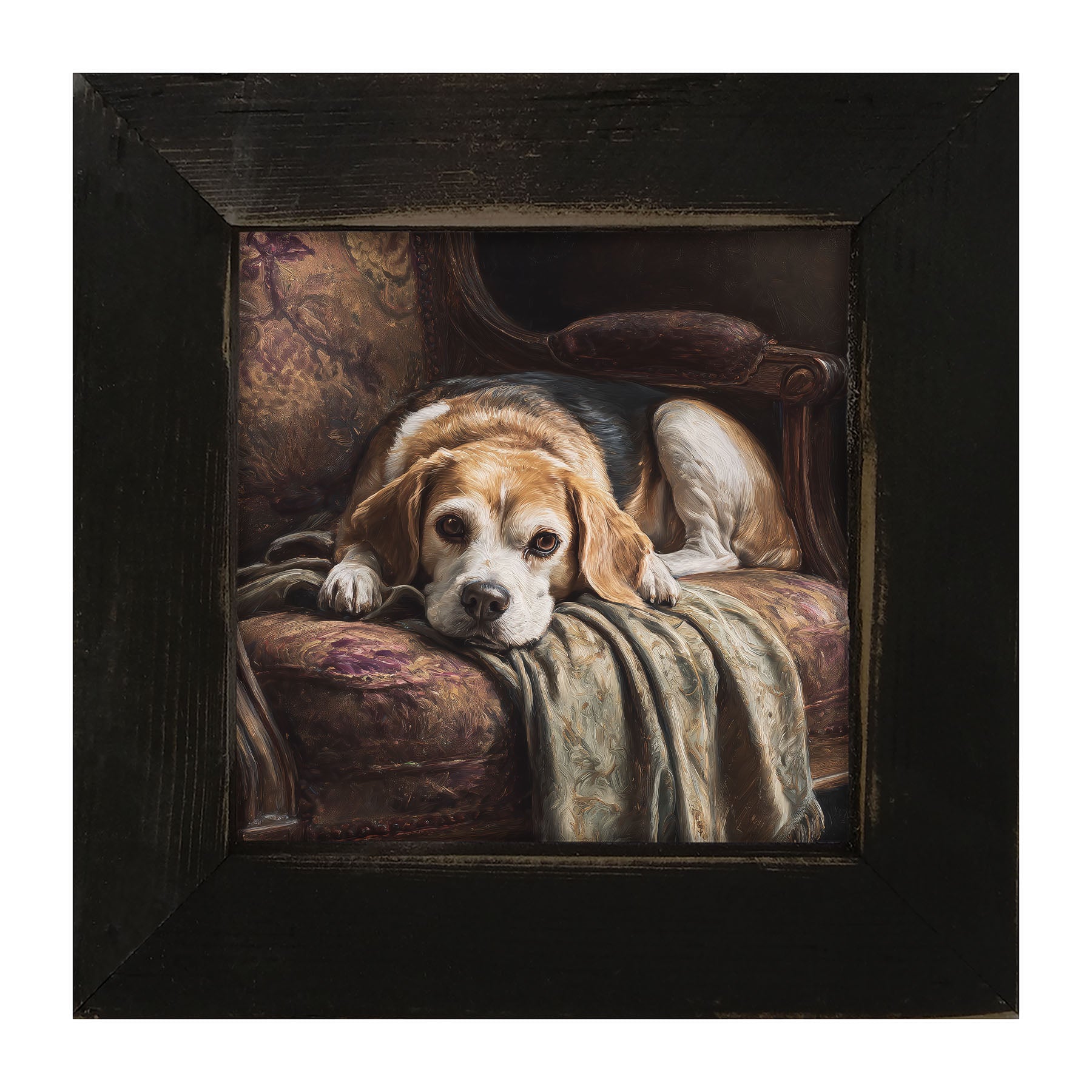 Armchair with Beagle Dog - Framed Art