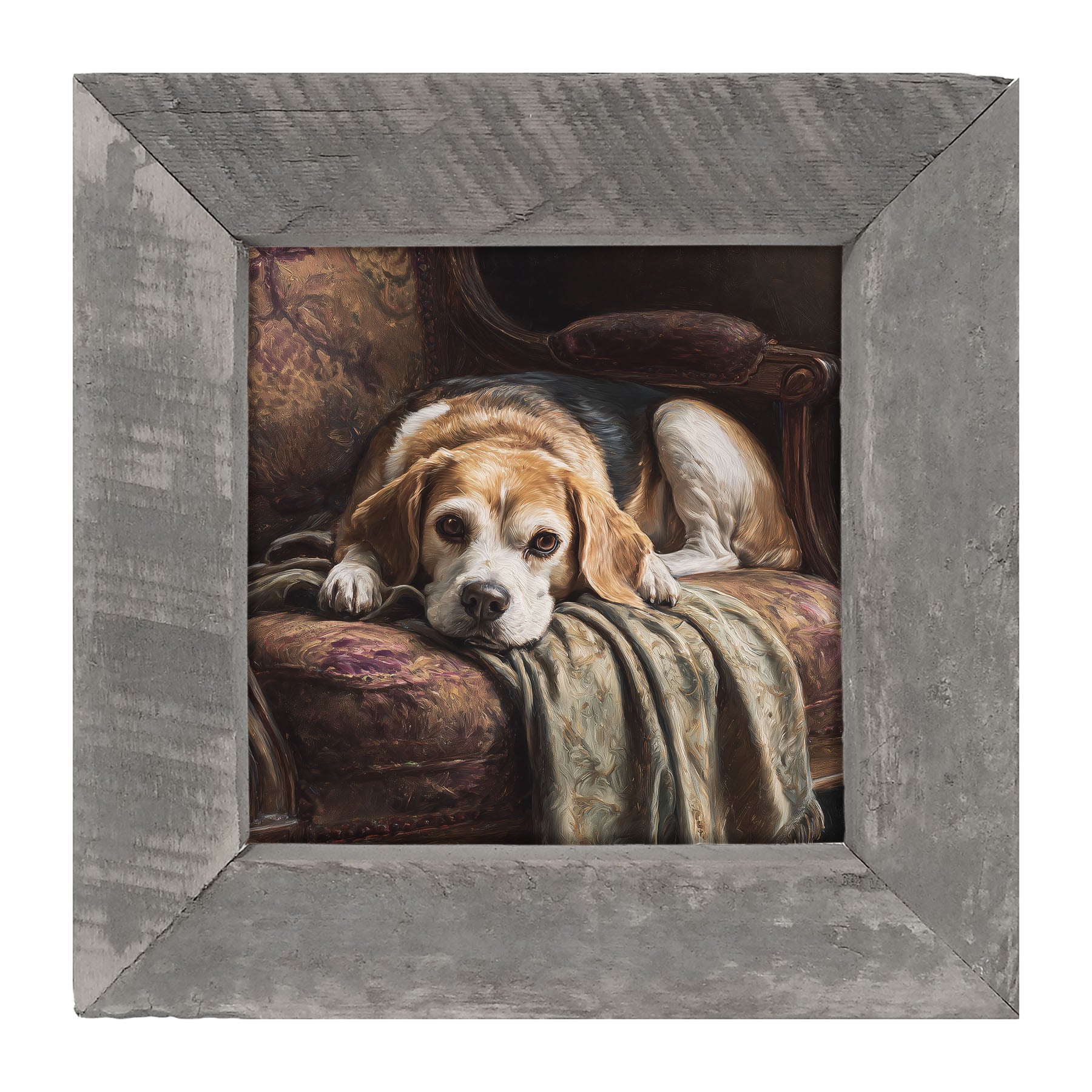 Armchair with Beagle Dog - Framed Art
