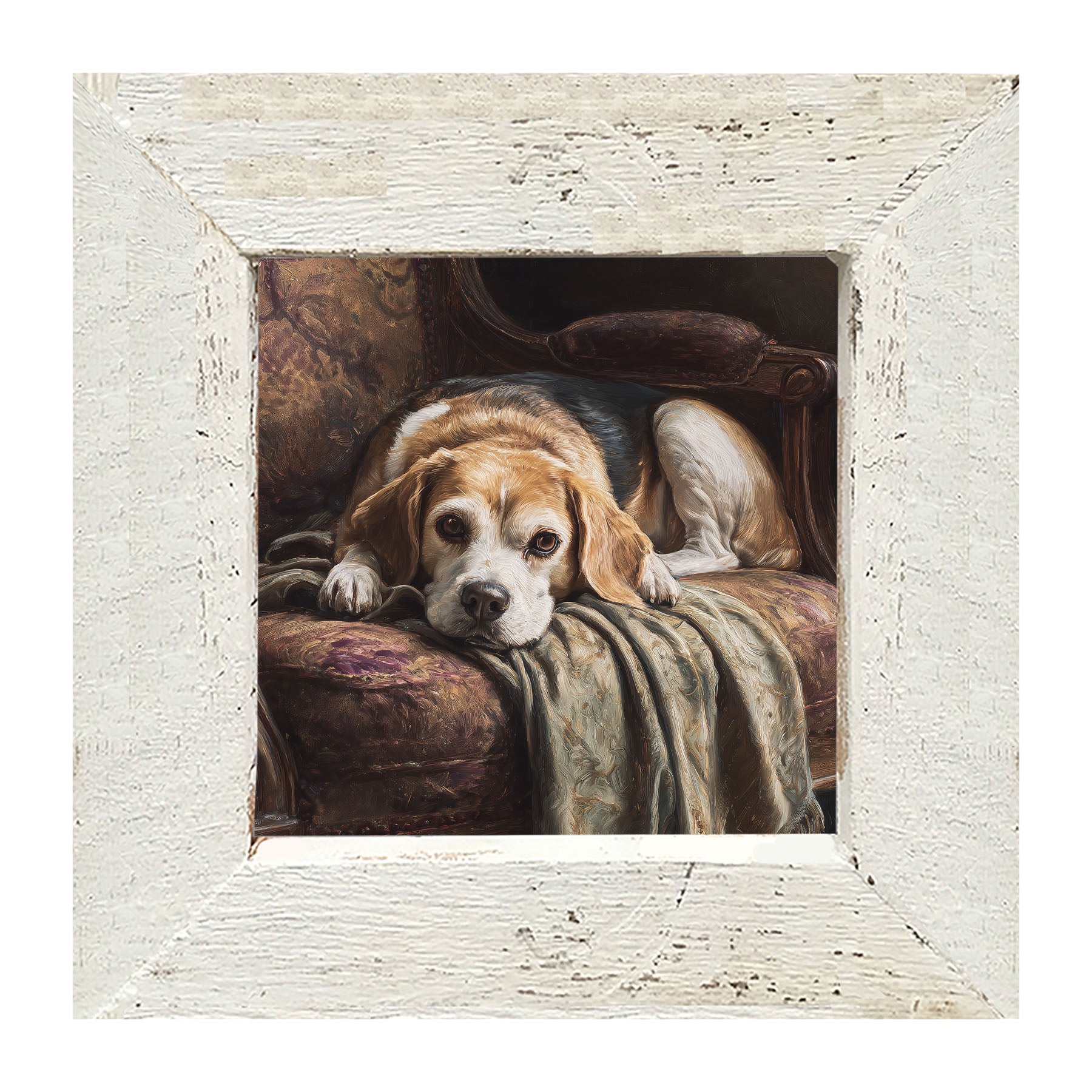 Armchair with Beagle Dog - Framed Art
