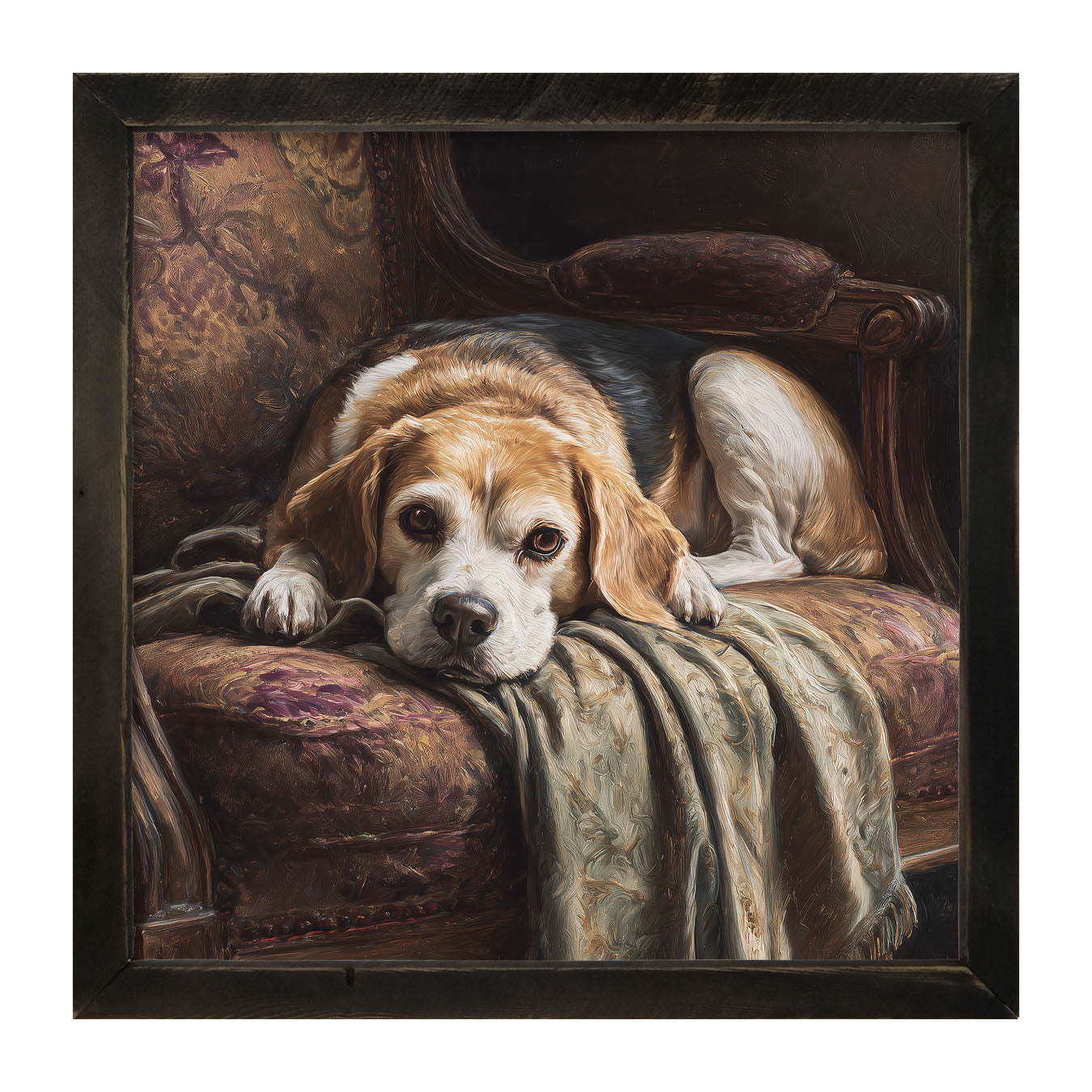 Armchair with Beagle Dog - Framed Art