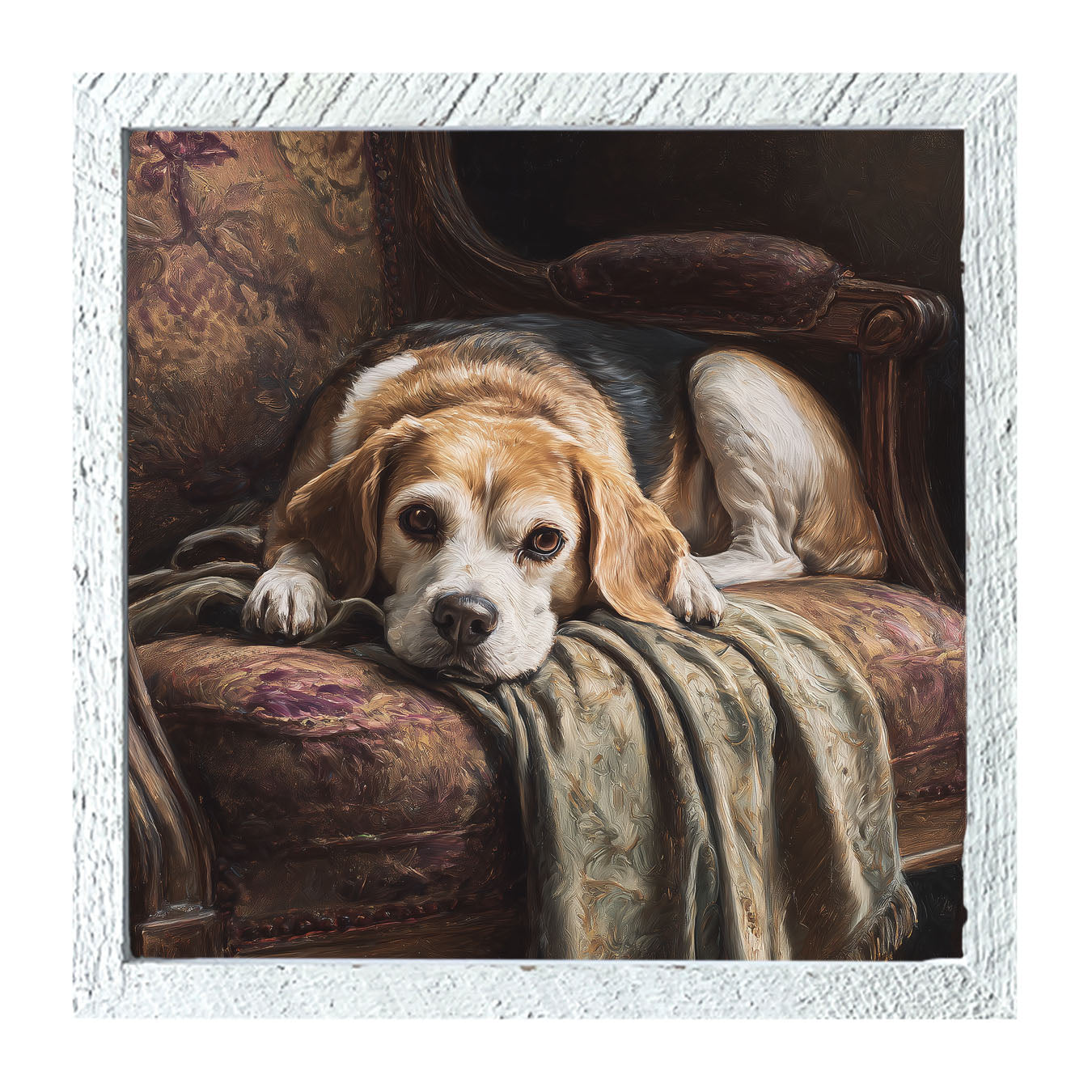 Armchair with Beagle Dog - Framed Art