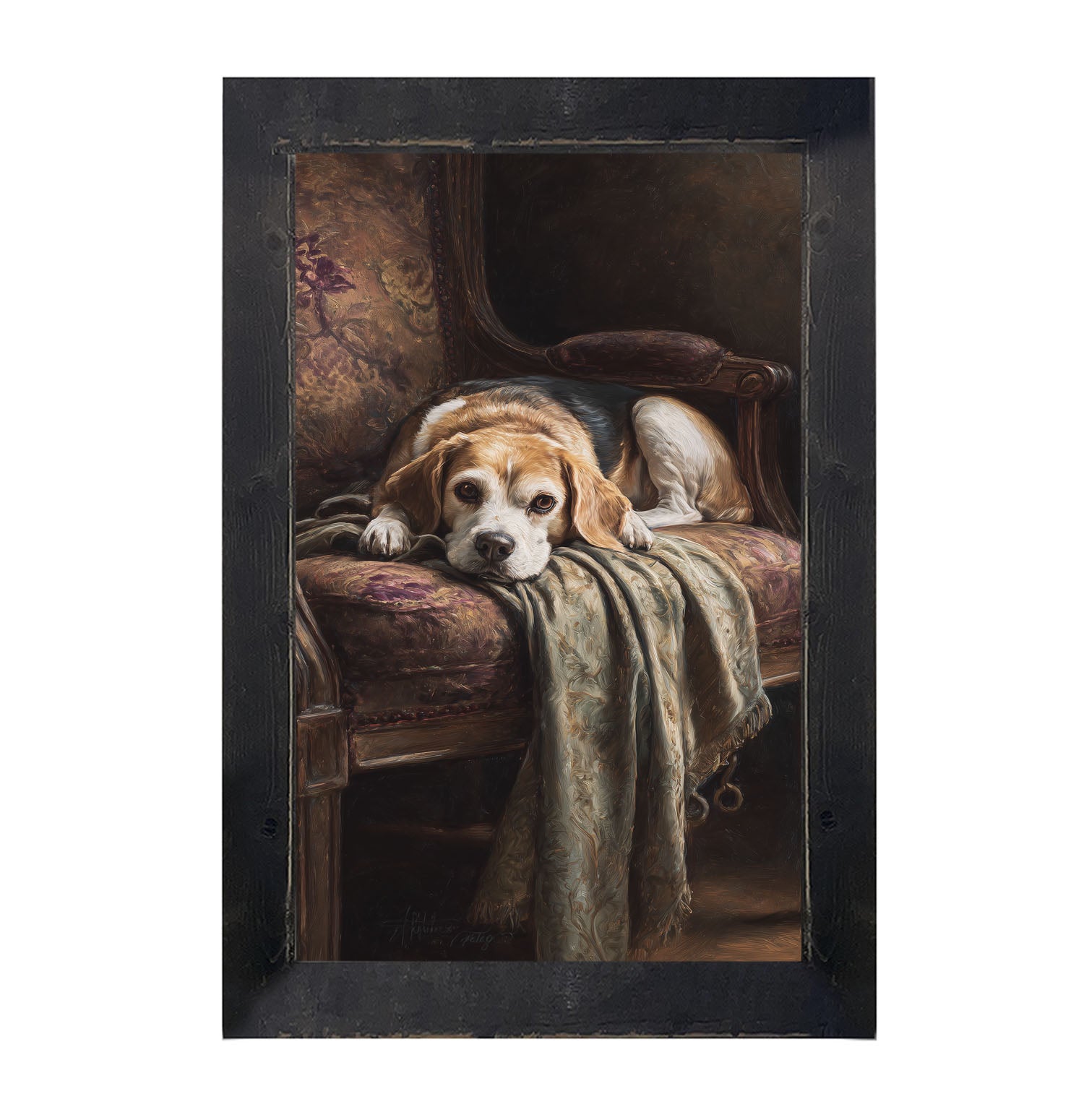 Armchair with Beagle Dog - Framed Art