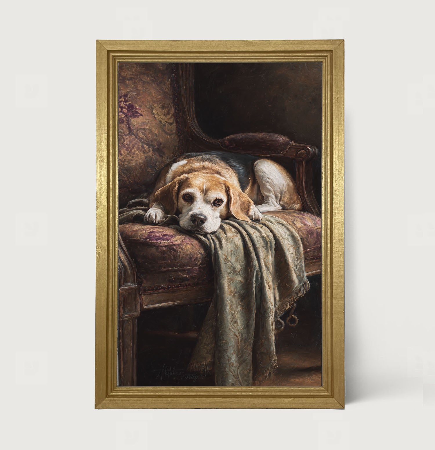 Armchair with Beagle Dog