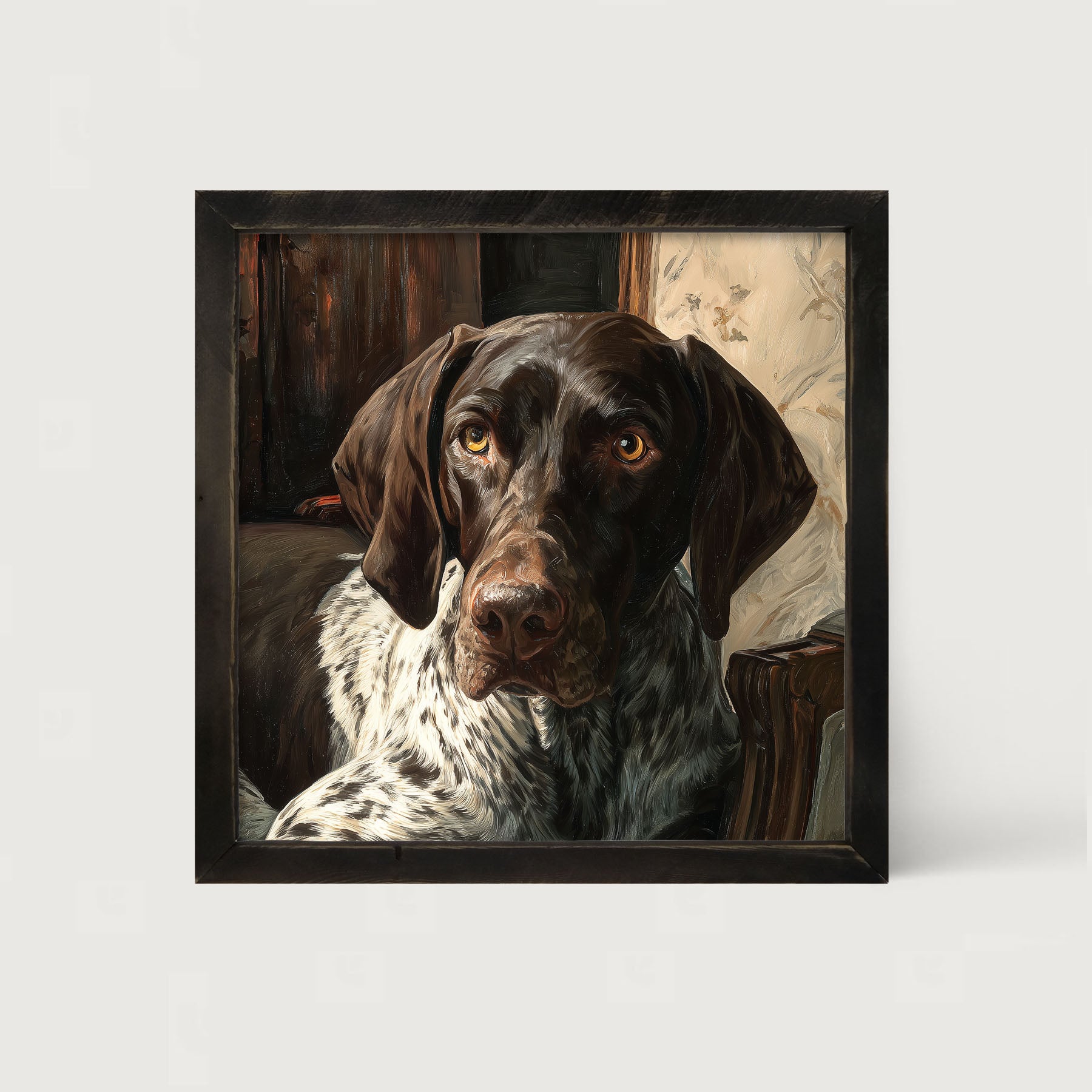 Armchair with German Shorthaired Pointer Dog
