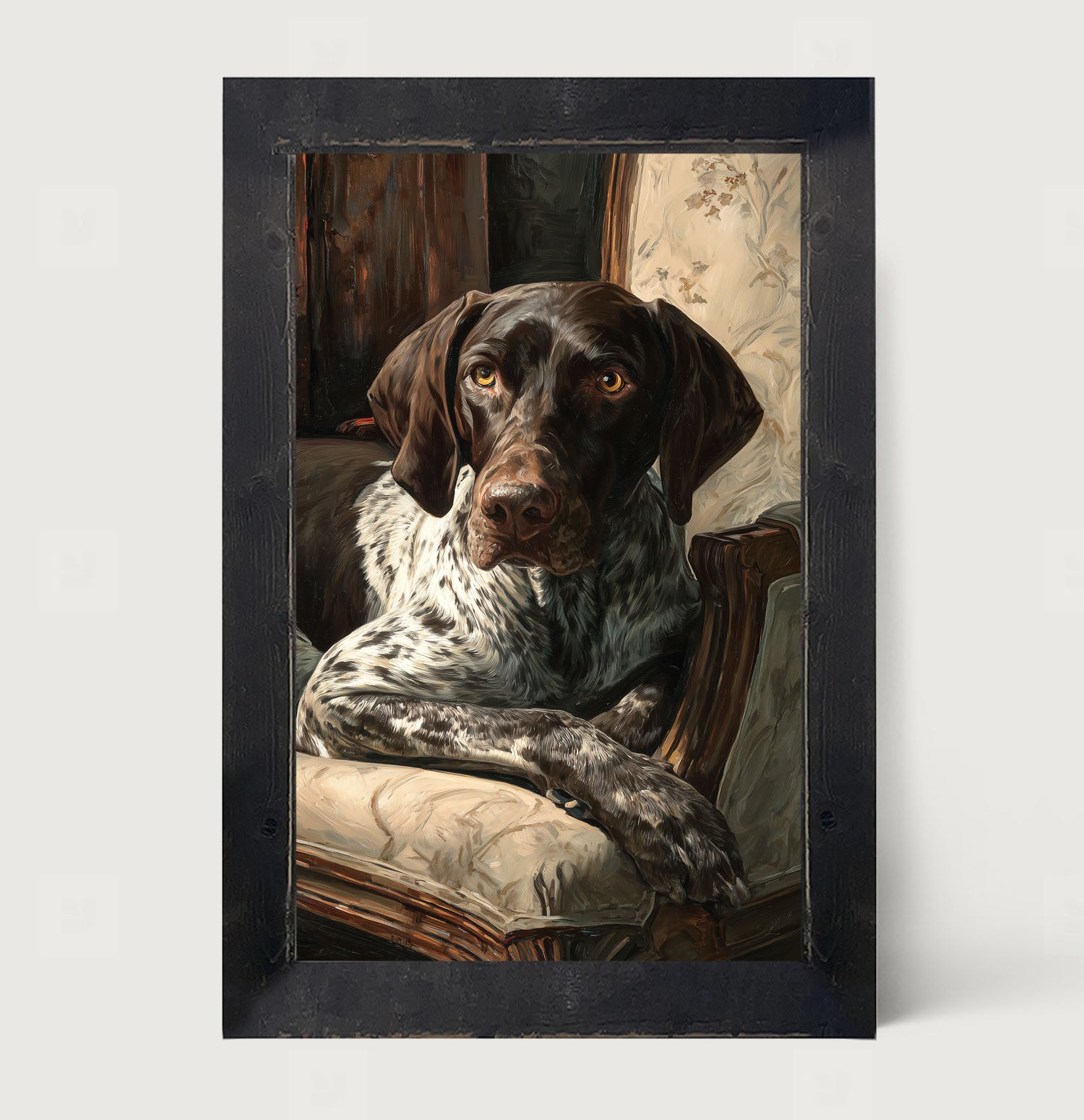 Armchair with German Shorthaired Pointer Dog