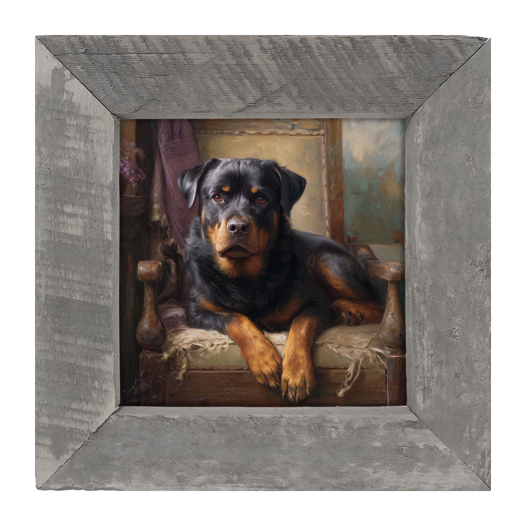 Armchair with Rottweiler Dog - Framed Art